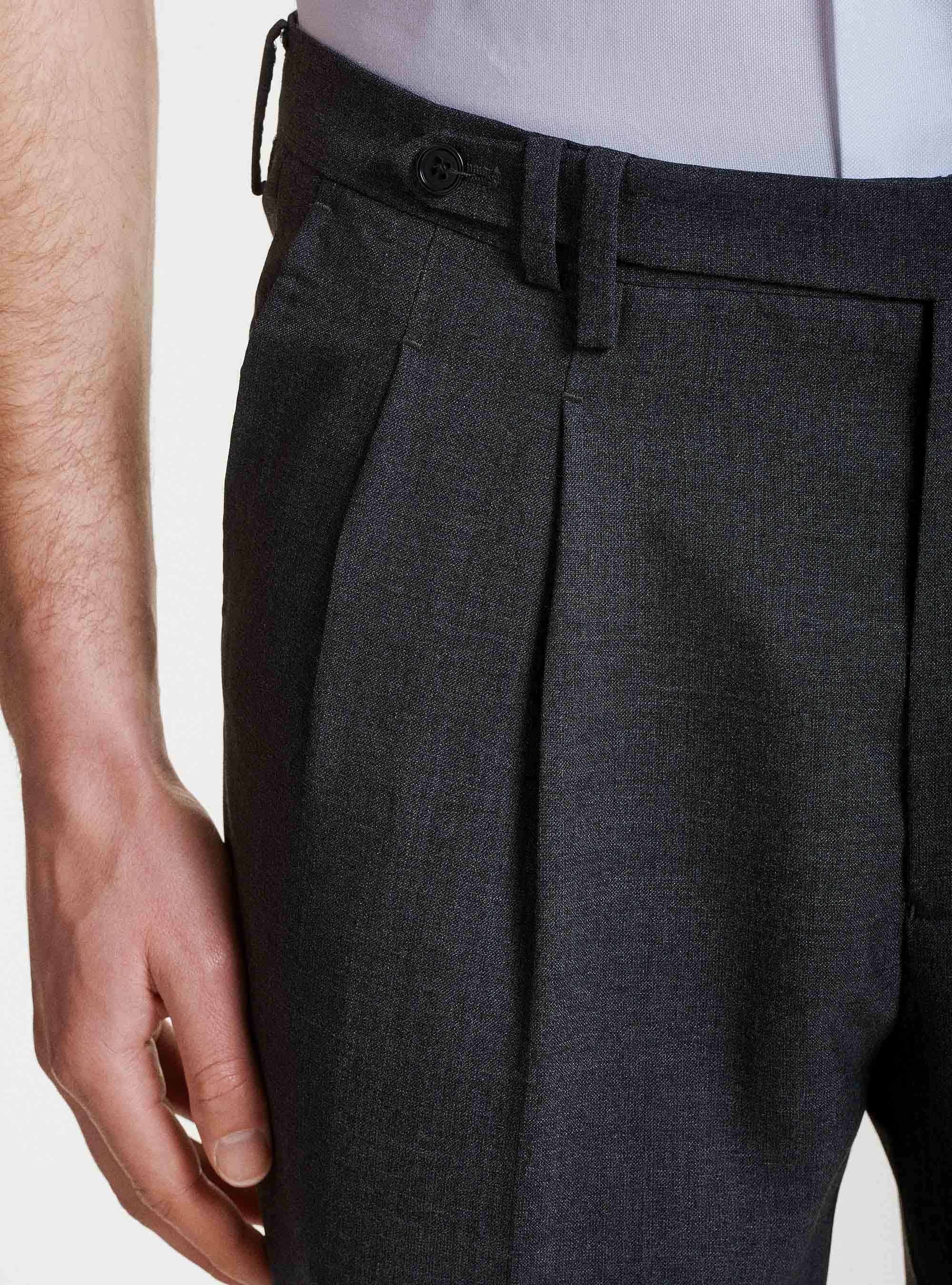 Pantaloni con pinces in pura lana Vitale Barberis Canonico, ASFALTO