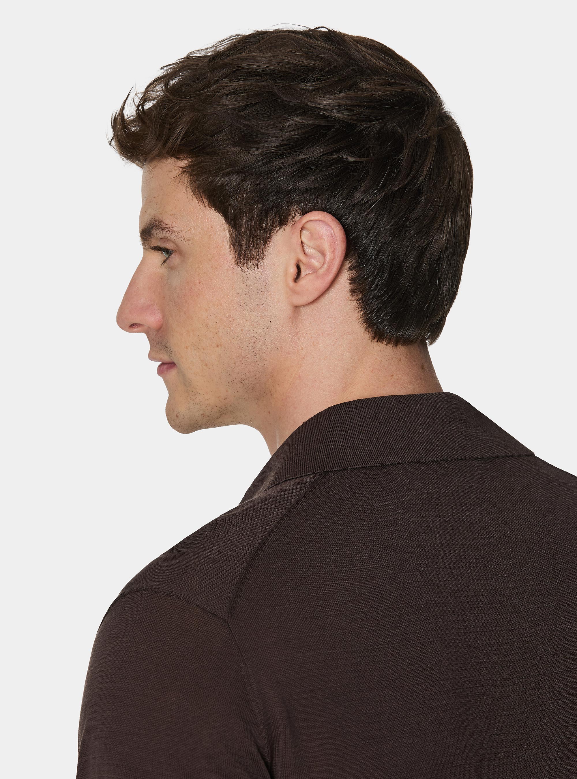Cotton and silk polo shirt, BROWN