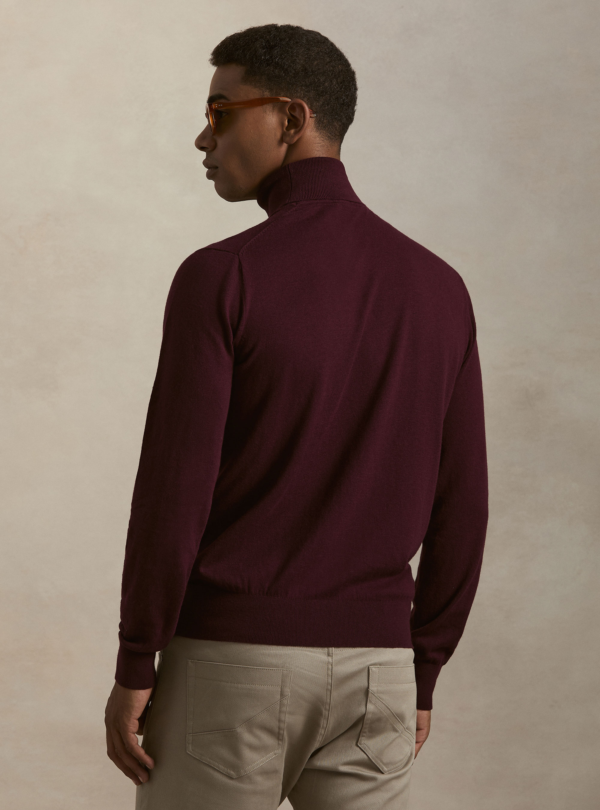 Cotton and Cashmere Turtleneck, BORDEAUX