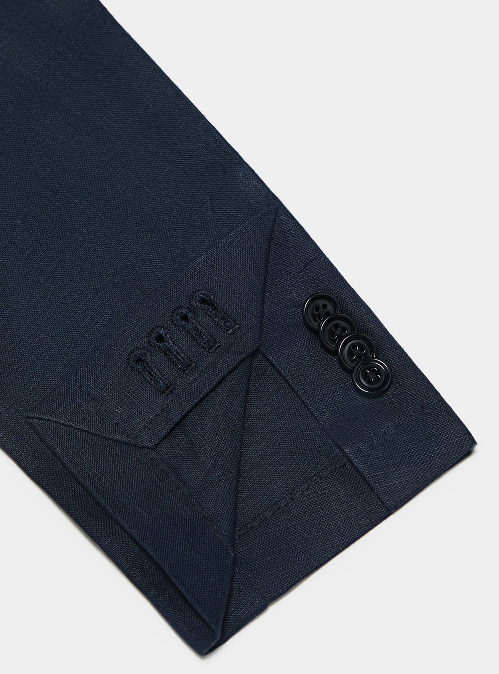 Pure linen double-breasted blazer, NAVY BLUE