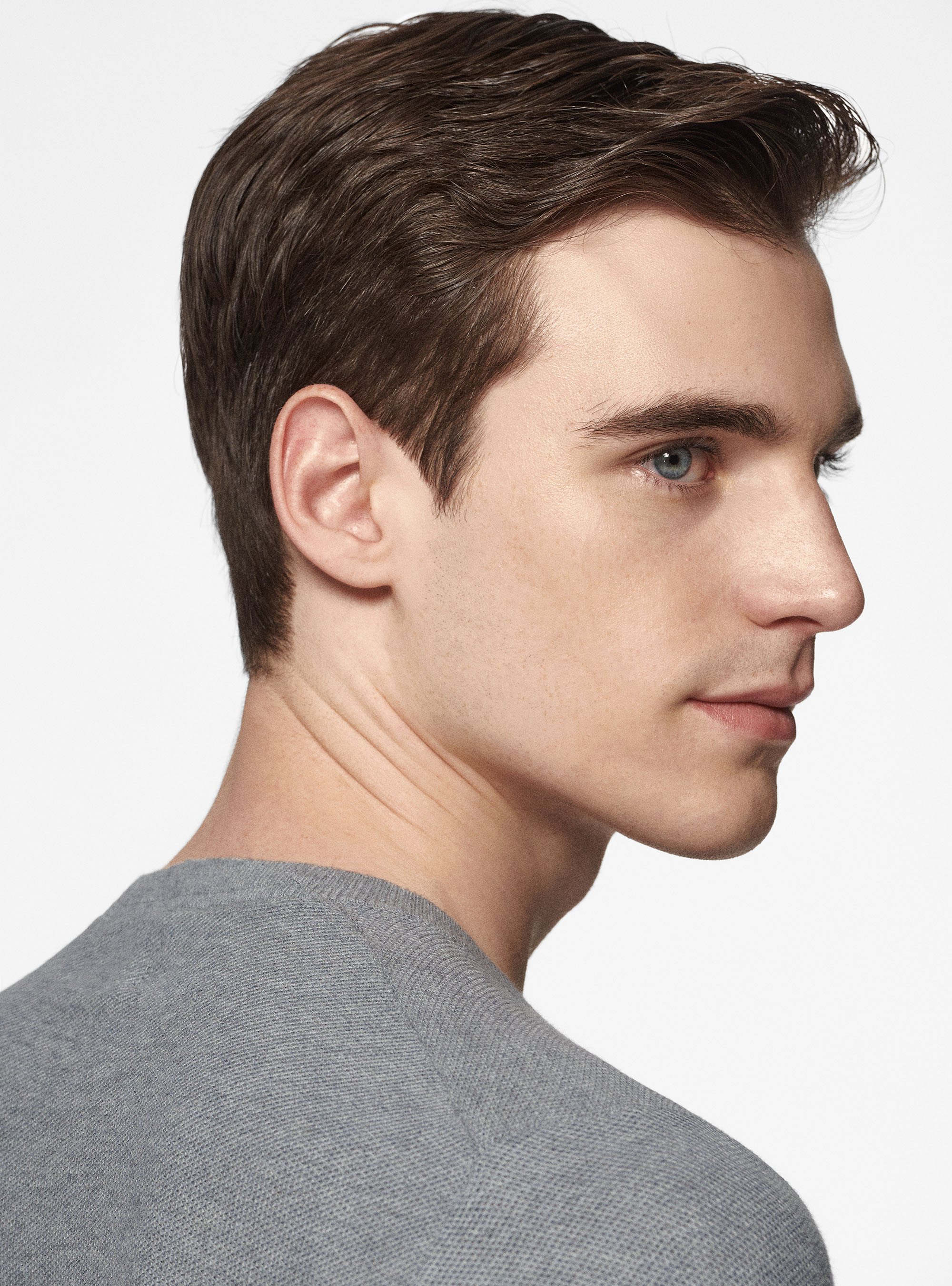 Maglia girocollo nido d'ape in cotone cashmere, GRIGIO MELANGE 0151C