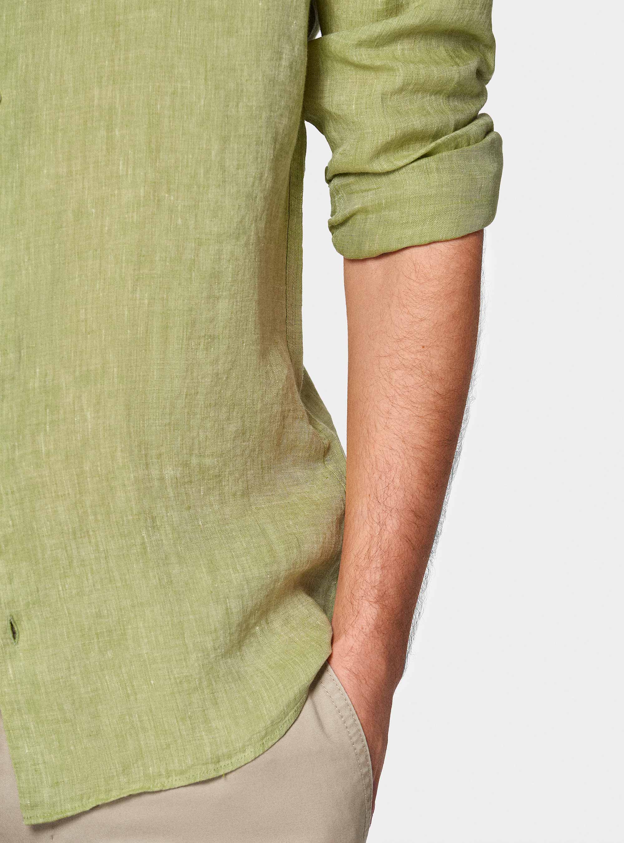 Camicia in puro lino, VERDE PISTACCHIO 0616C