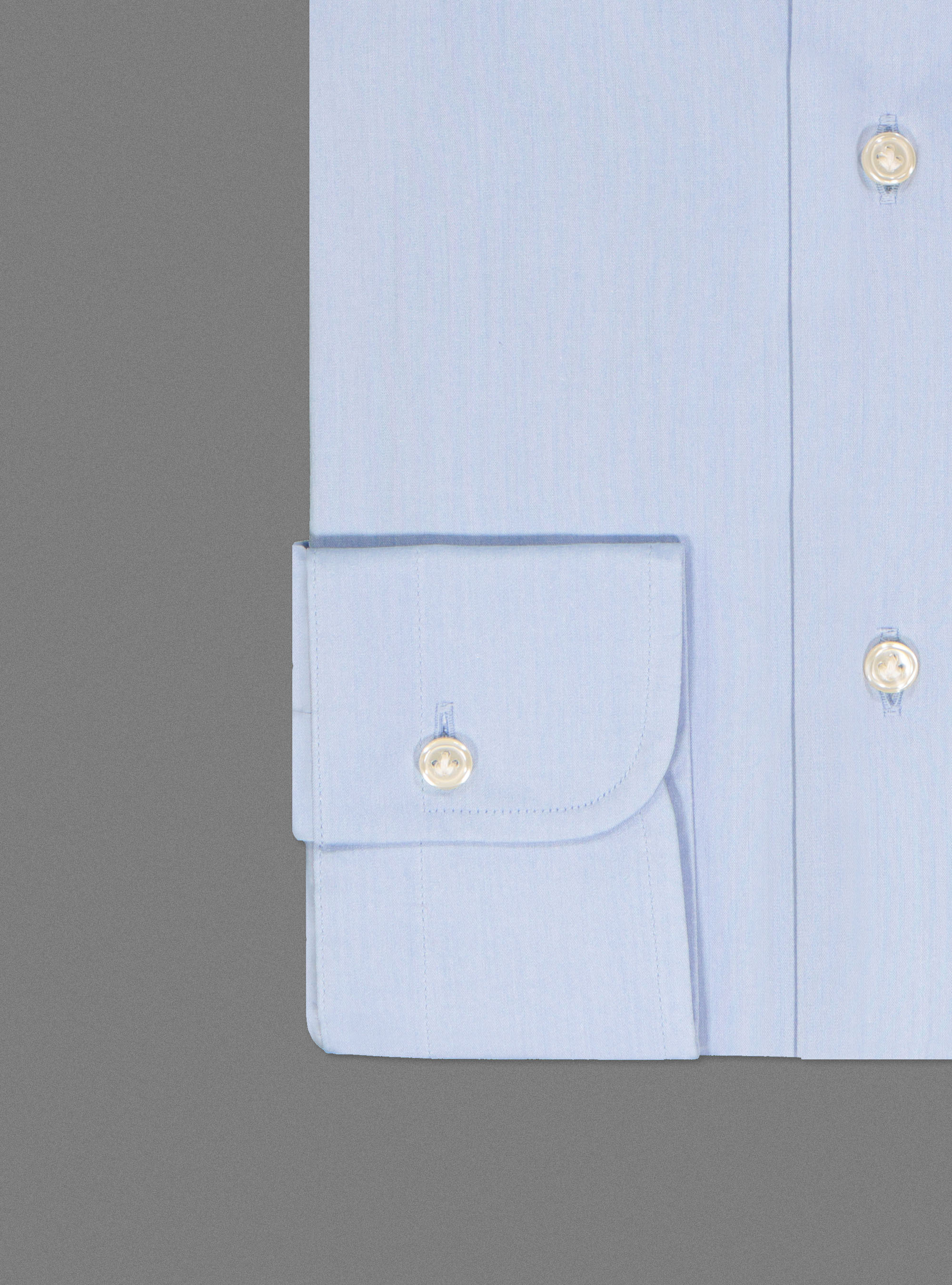 Camicia collo semiaperto in popeline stretch, AZZURRO