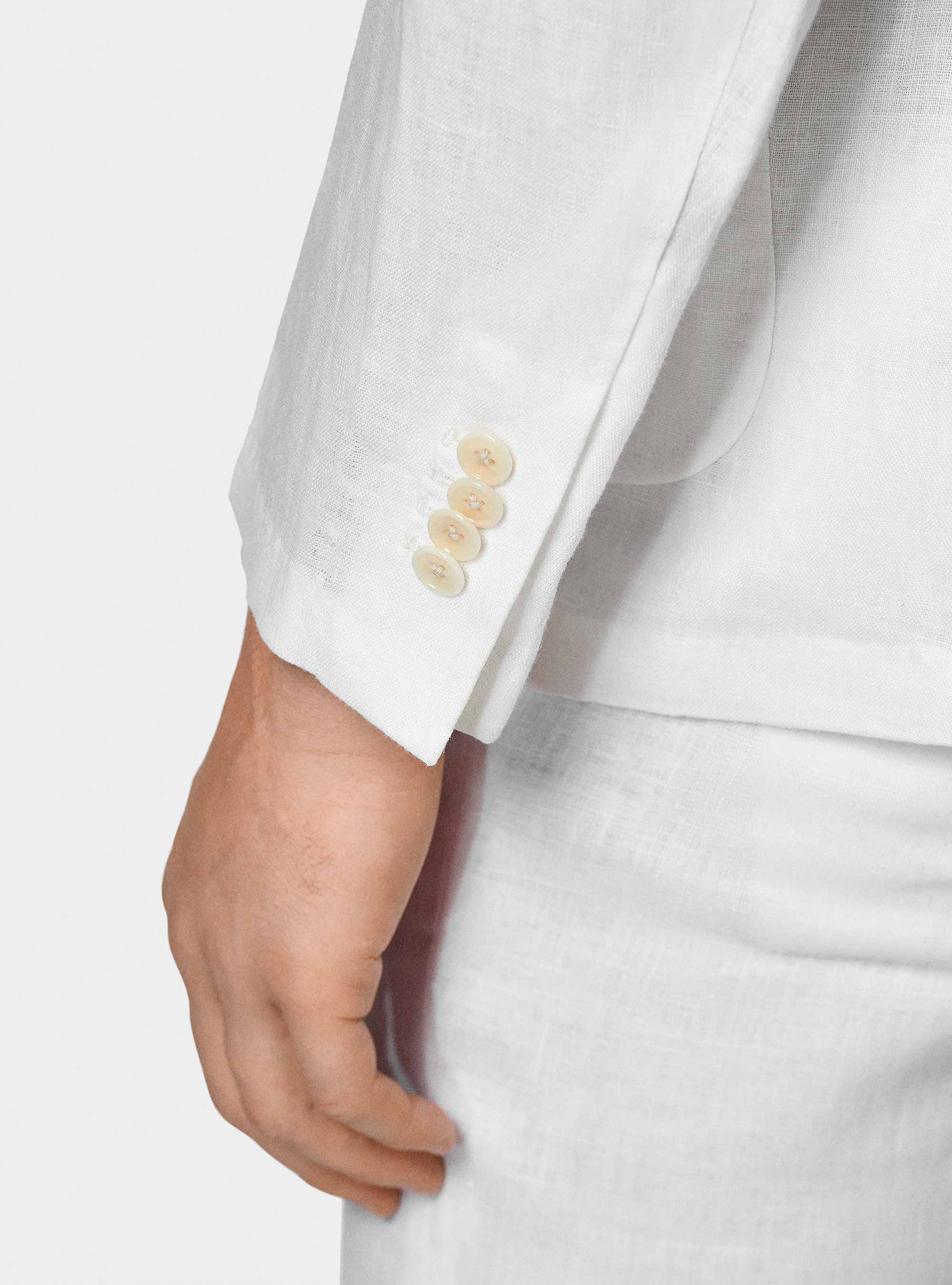 Giacca abito in puro lino, BIANCO