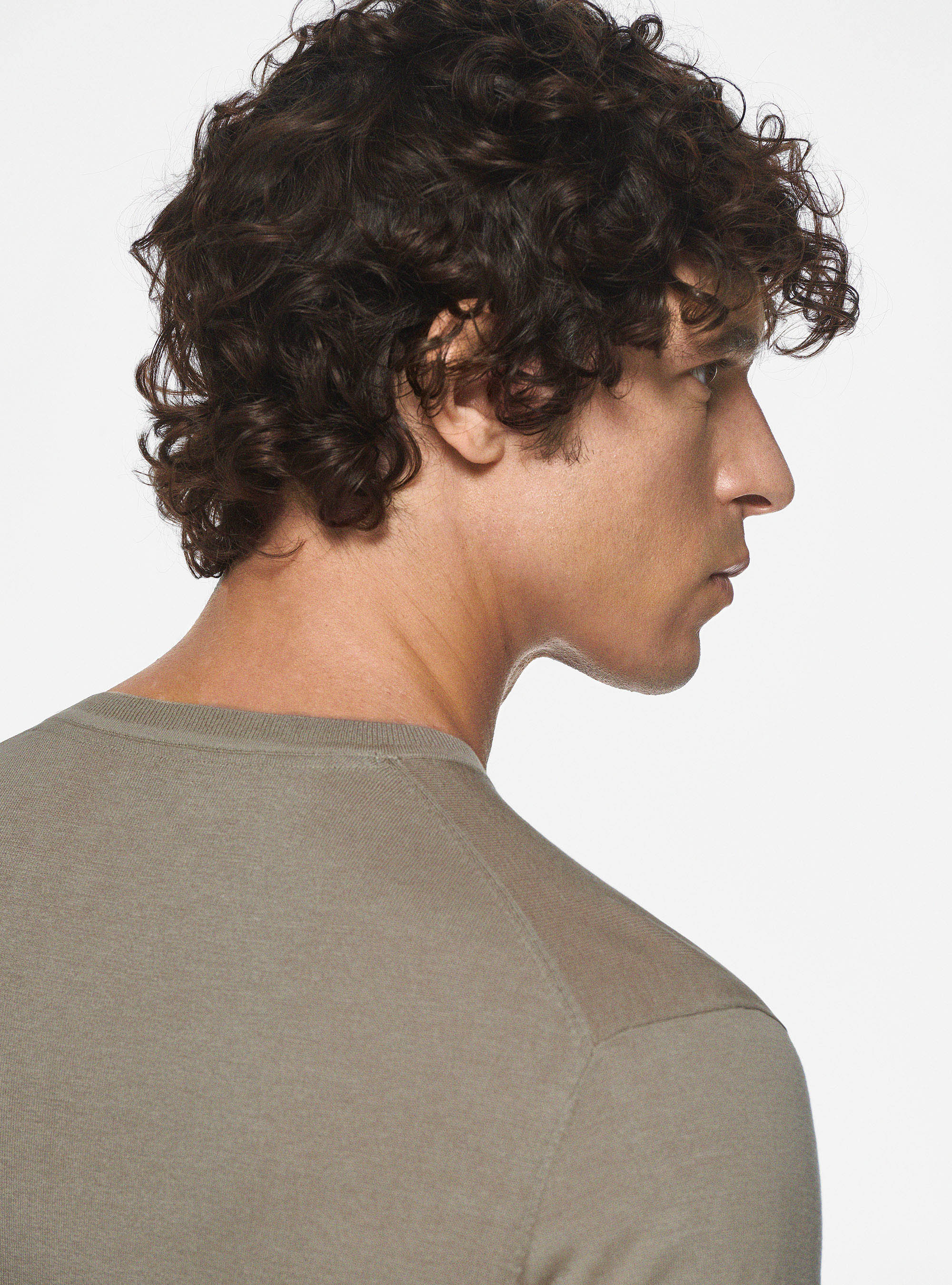 Silk and cotton crew-neck sweater, SAND