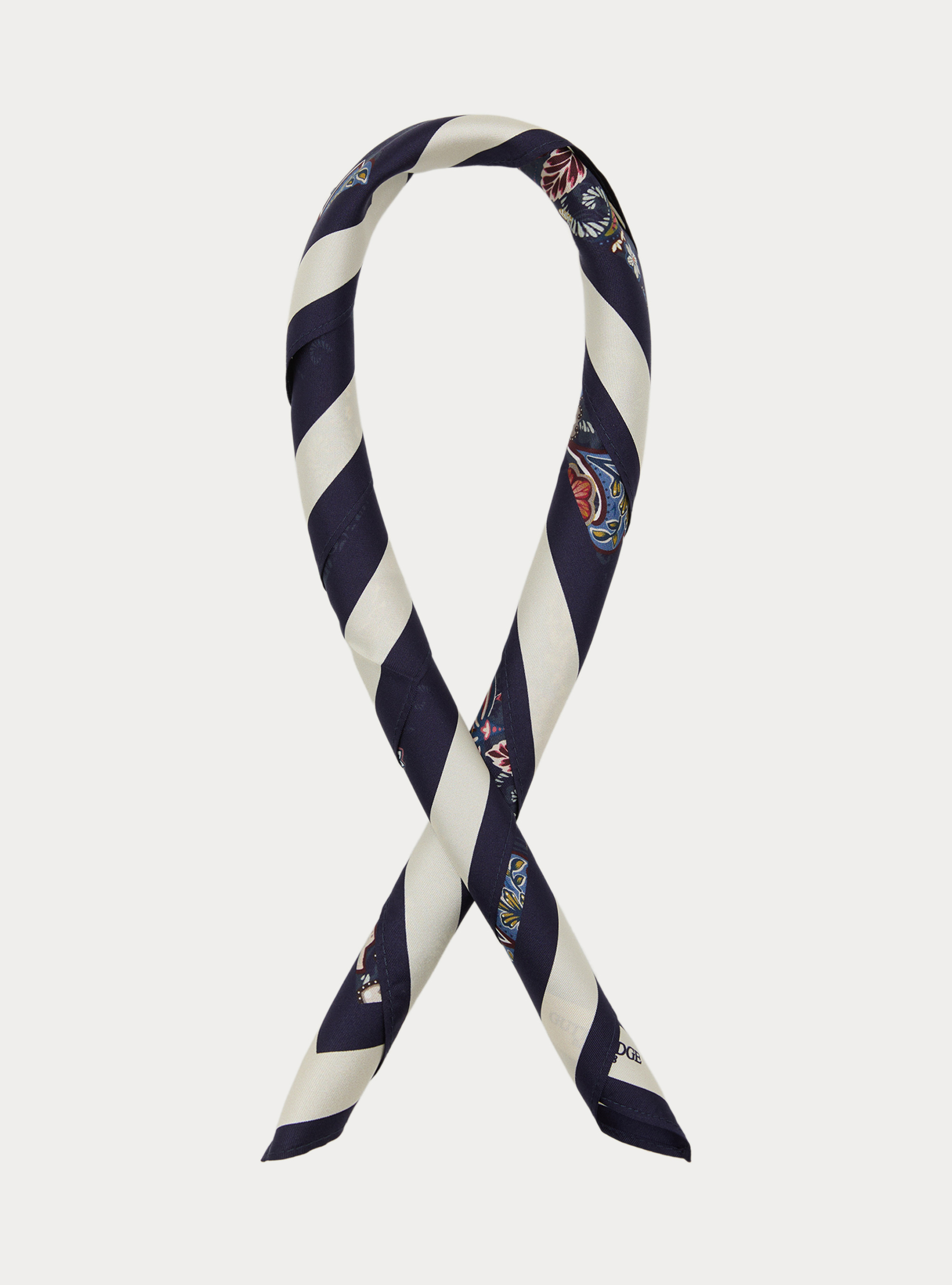 Foulard in seta stampato fantasia floreale, NAVY BLUE