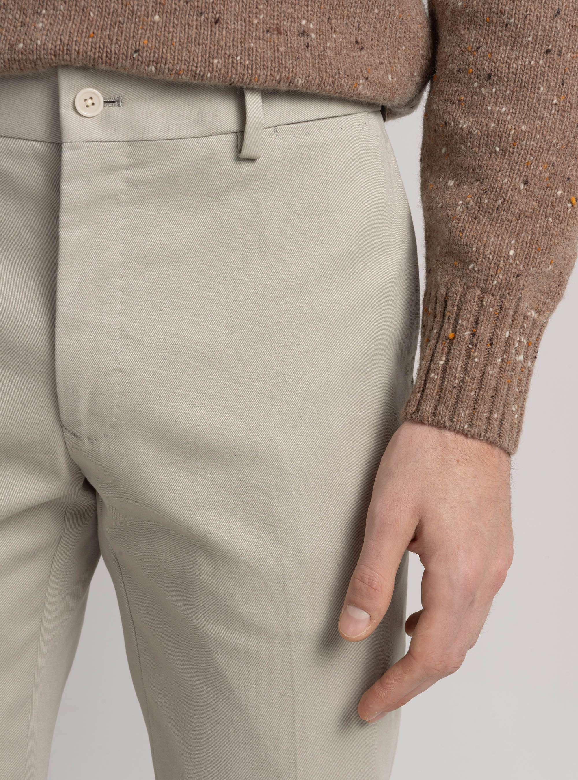 Pantaloni in cotone smerigliato, ECRU
