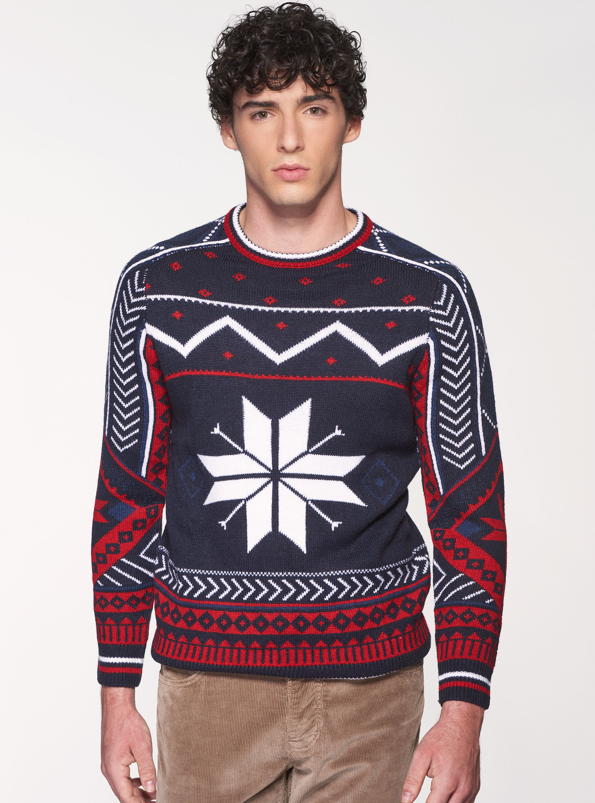 Maglia girocollo natalizia, ROSSO