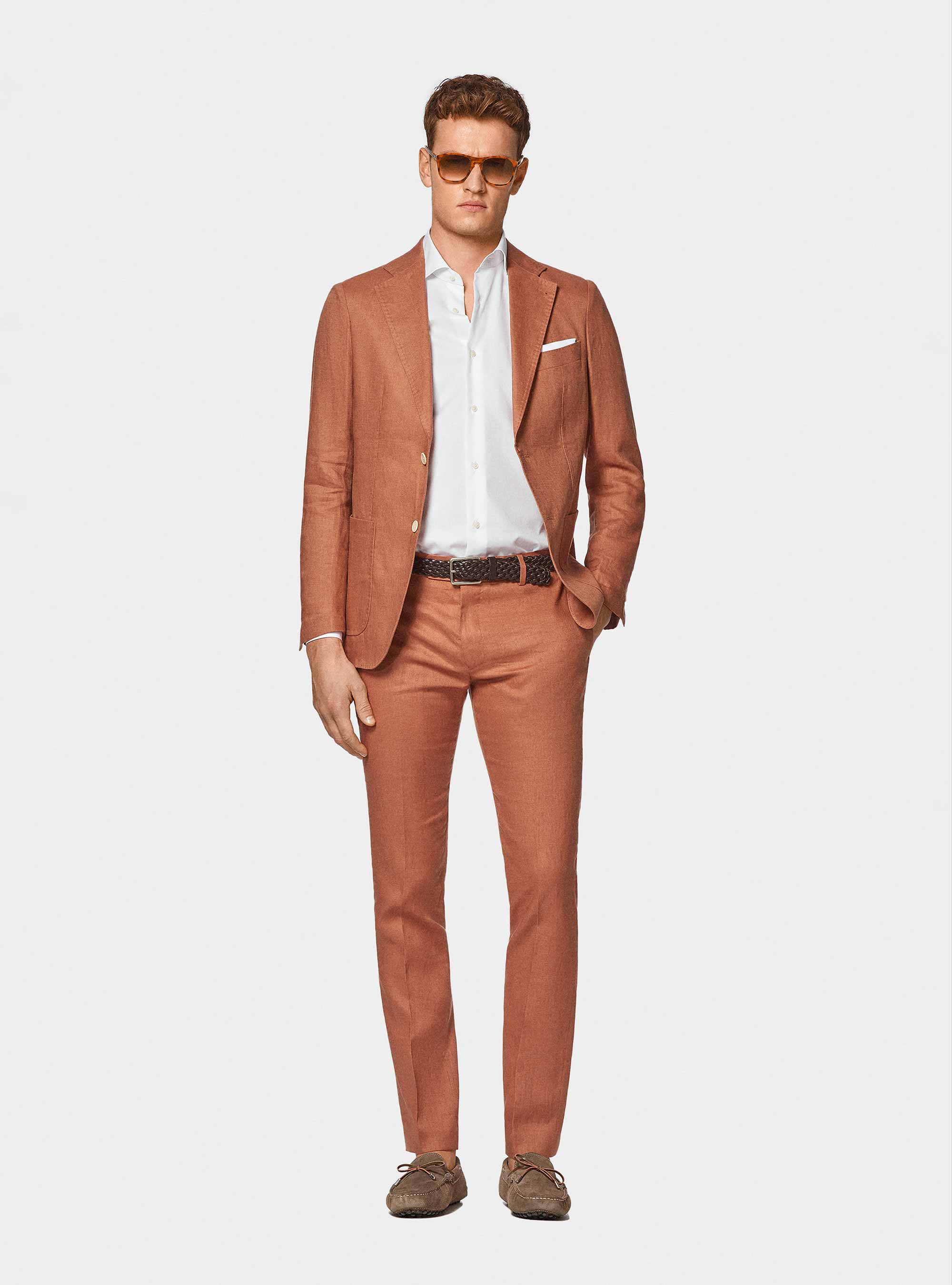 Pure linen suit trousers, ROSA SALMONE 0468C