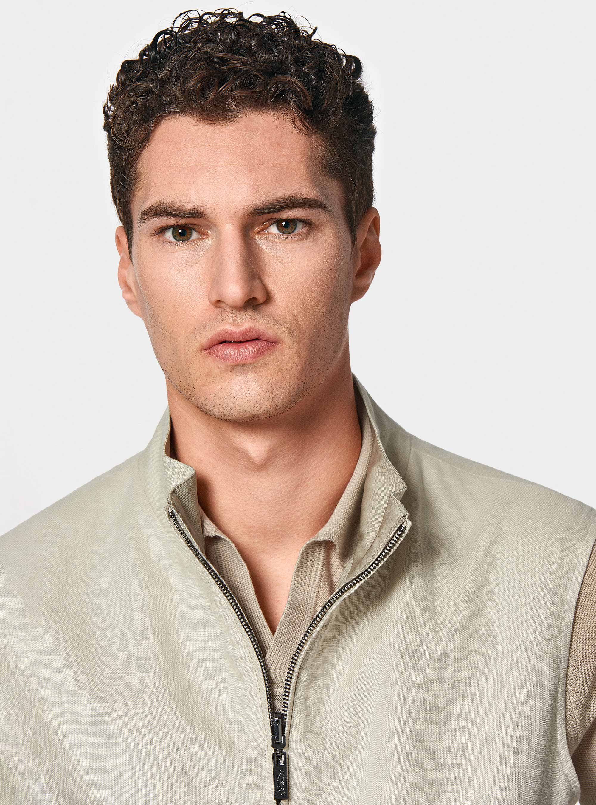 Reversible sleeveless in pure linen, ECRU