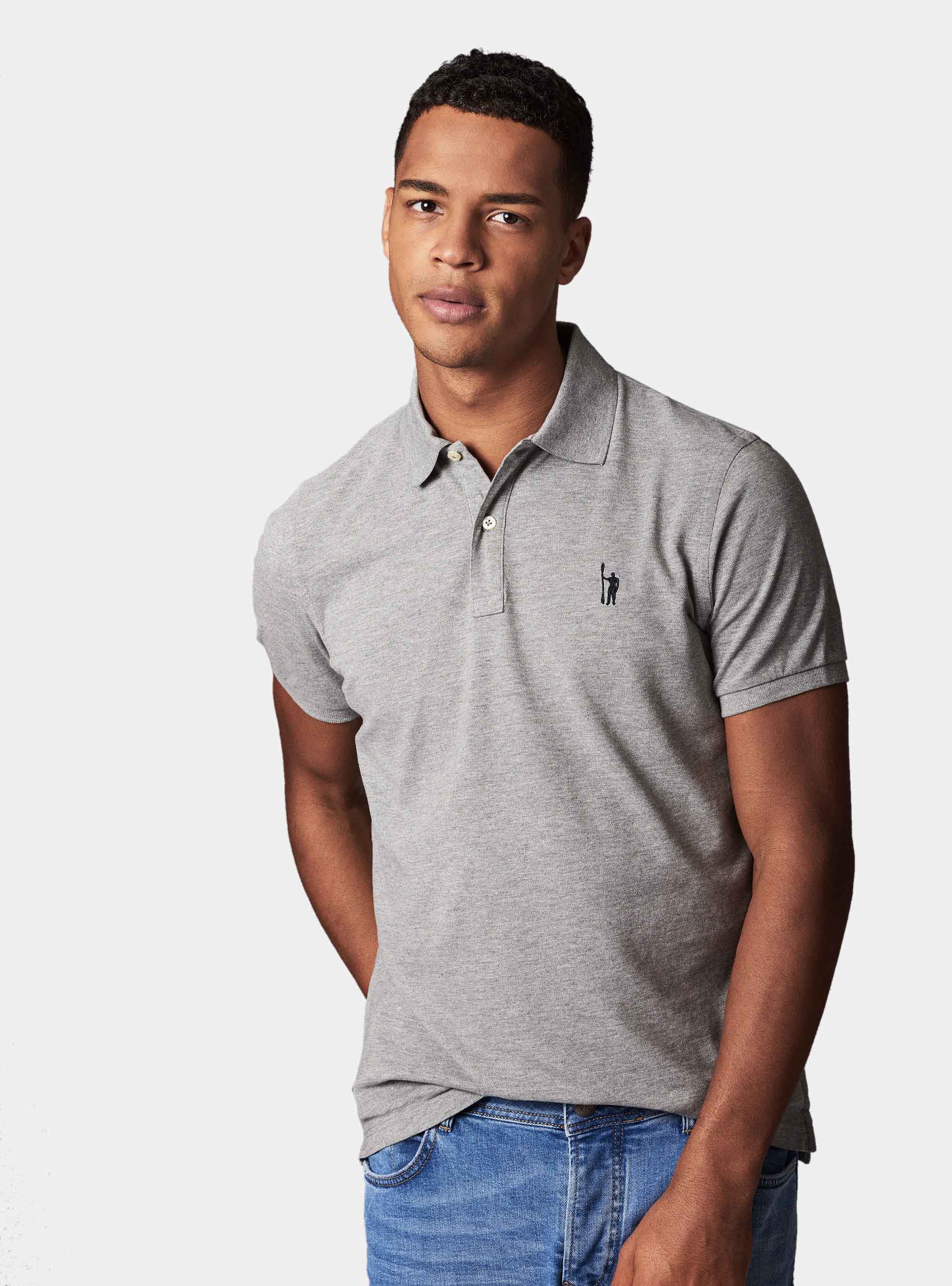 Polo basica in piquet, GRIGIO CHIARO