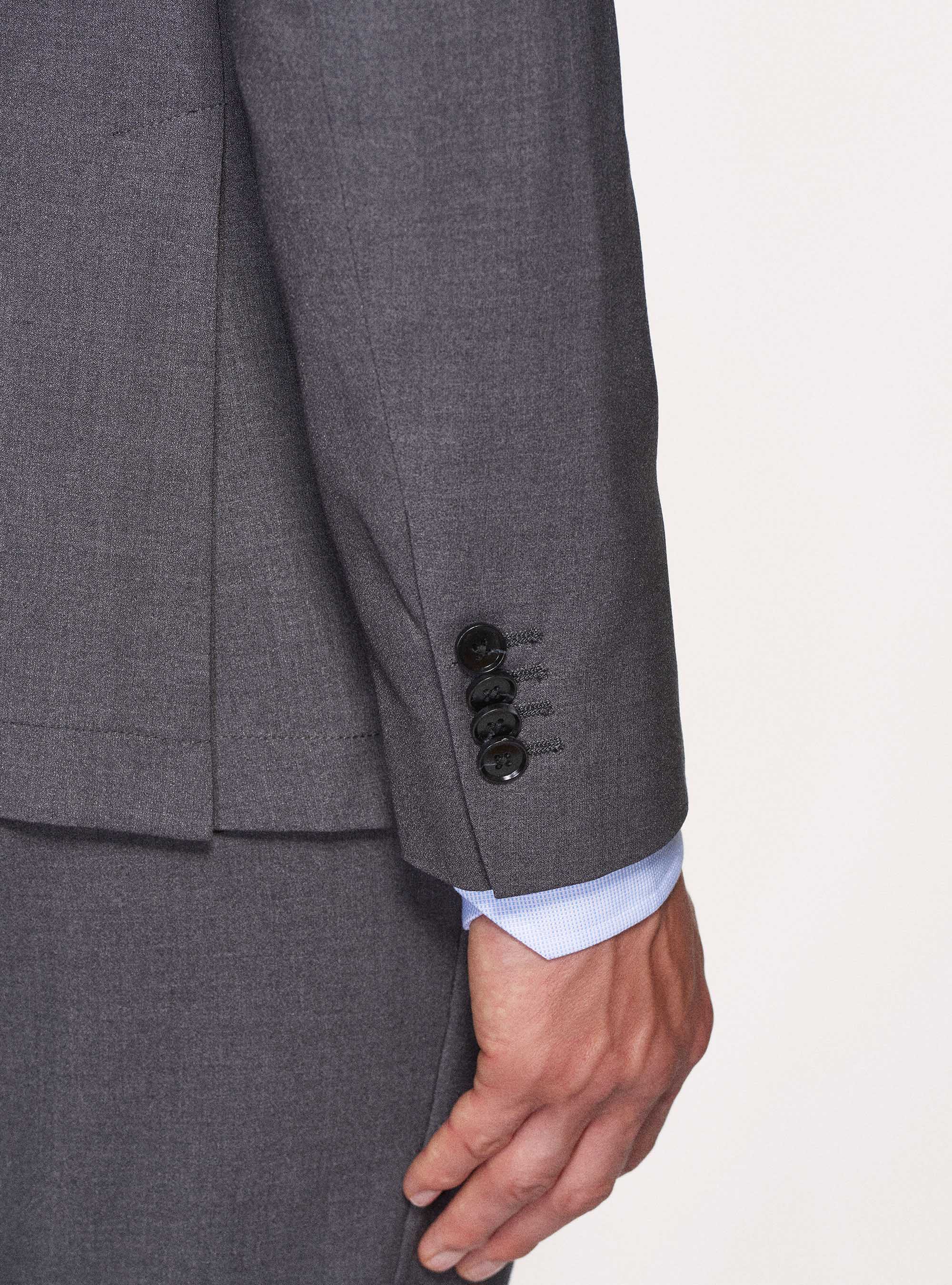 Giacca per abito slim fit con tasche a toppa, GRIGIO CHIARO MELANGE