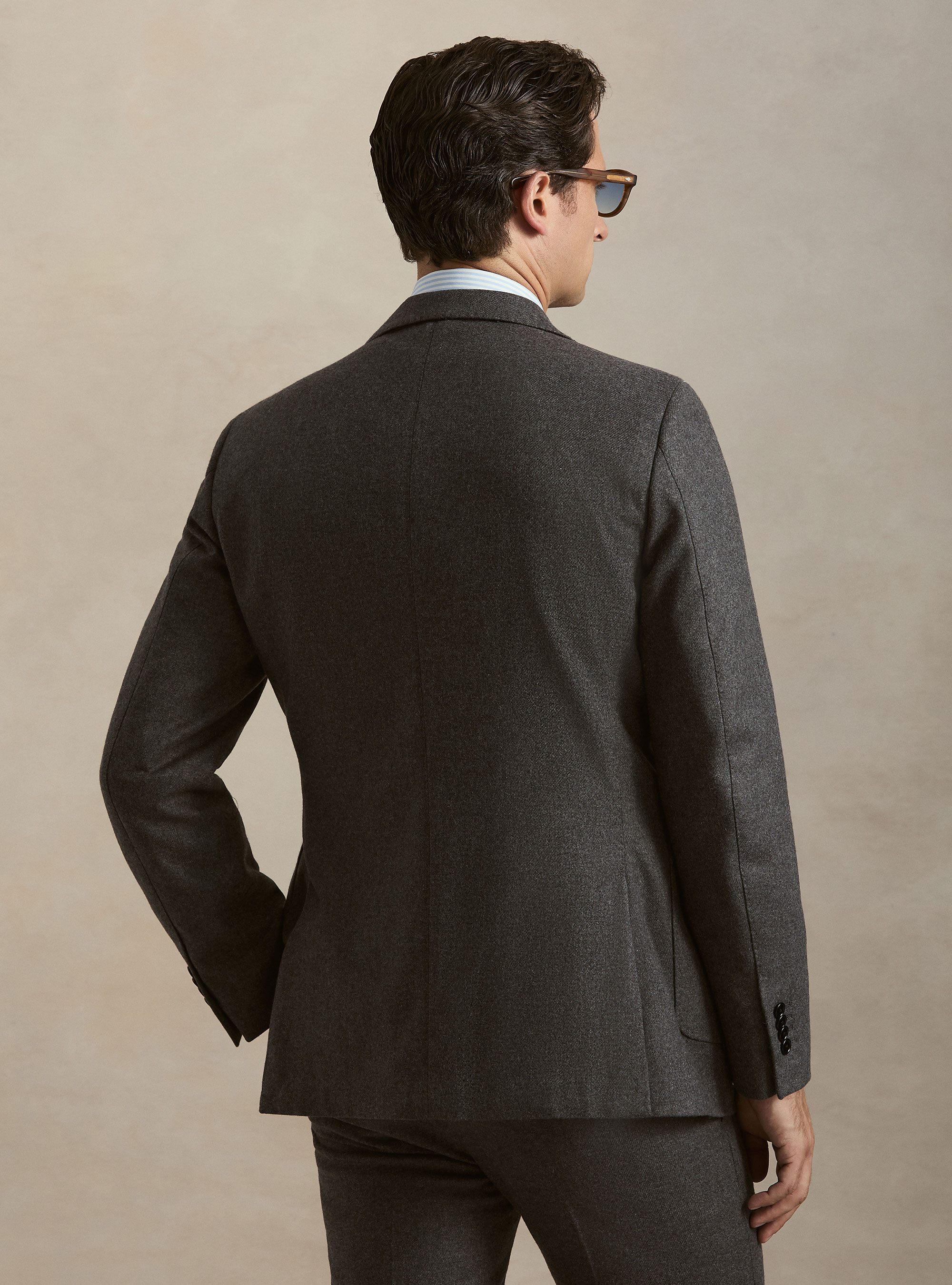 Wool blend flannel blazer, ASPHALT GREY