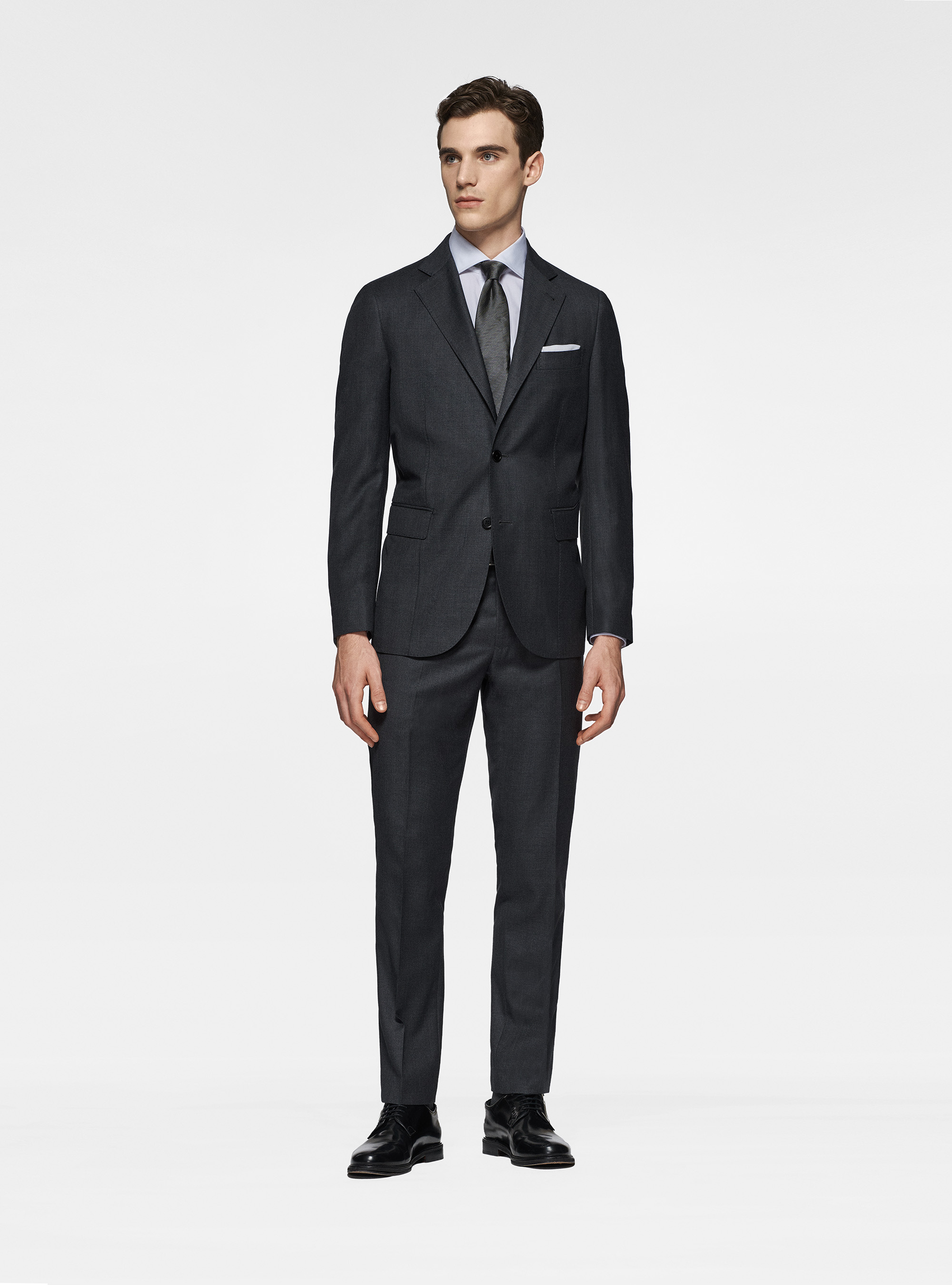 Pantaloni in pura lana superfine 110's, ASFALTO