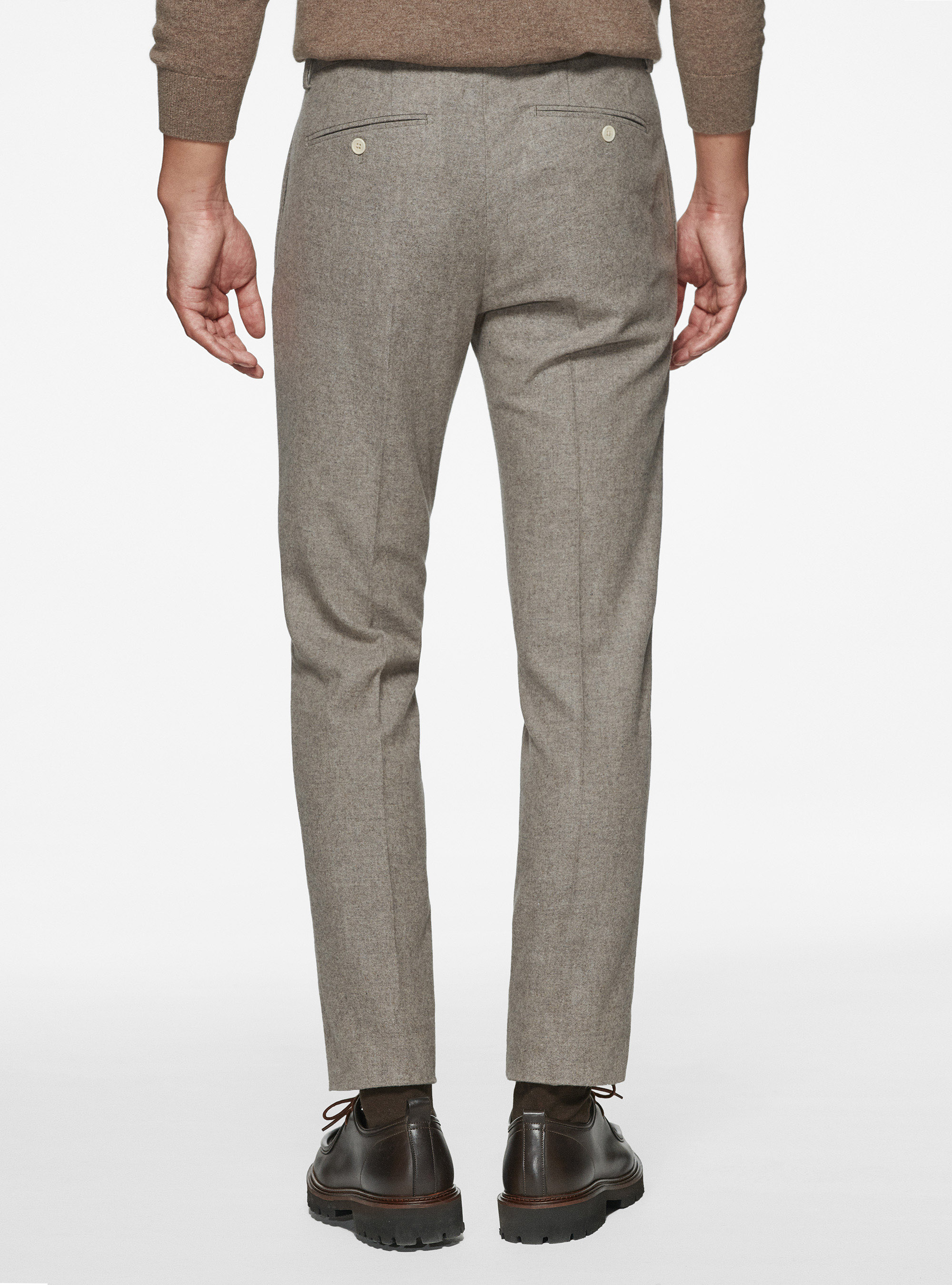 Pantaloni in flanella di misto lana Duemilagori, SABBIA