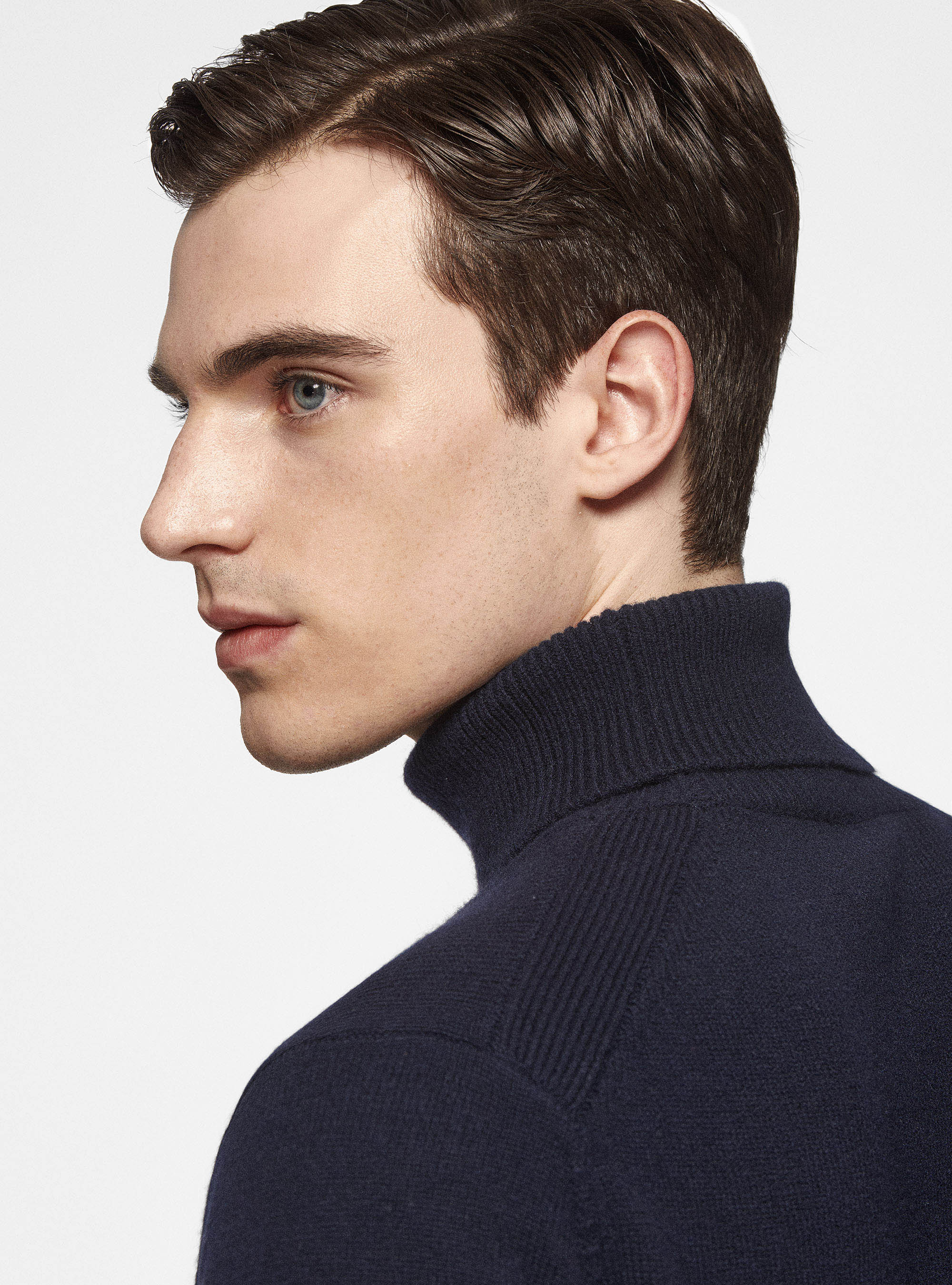 Merino wool turtleneck sweater, NAVY BLUE