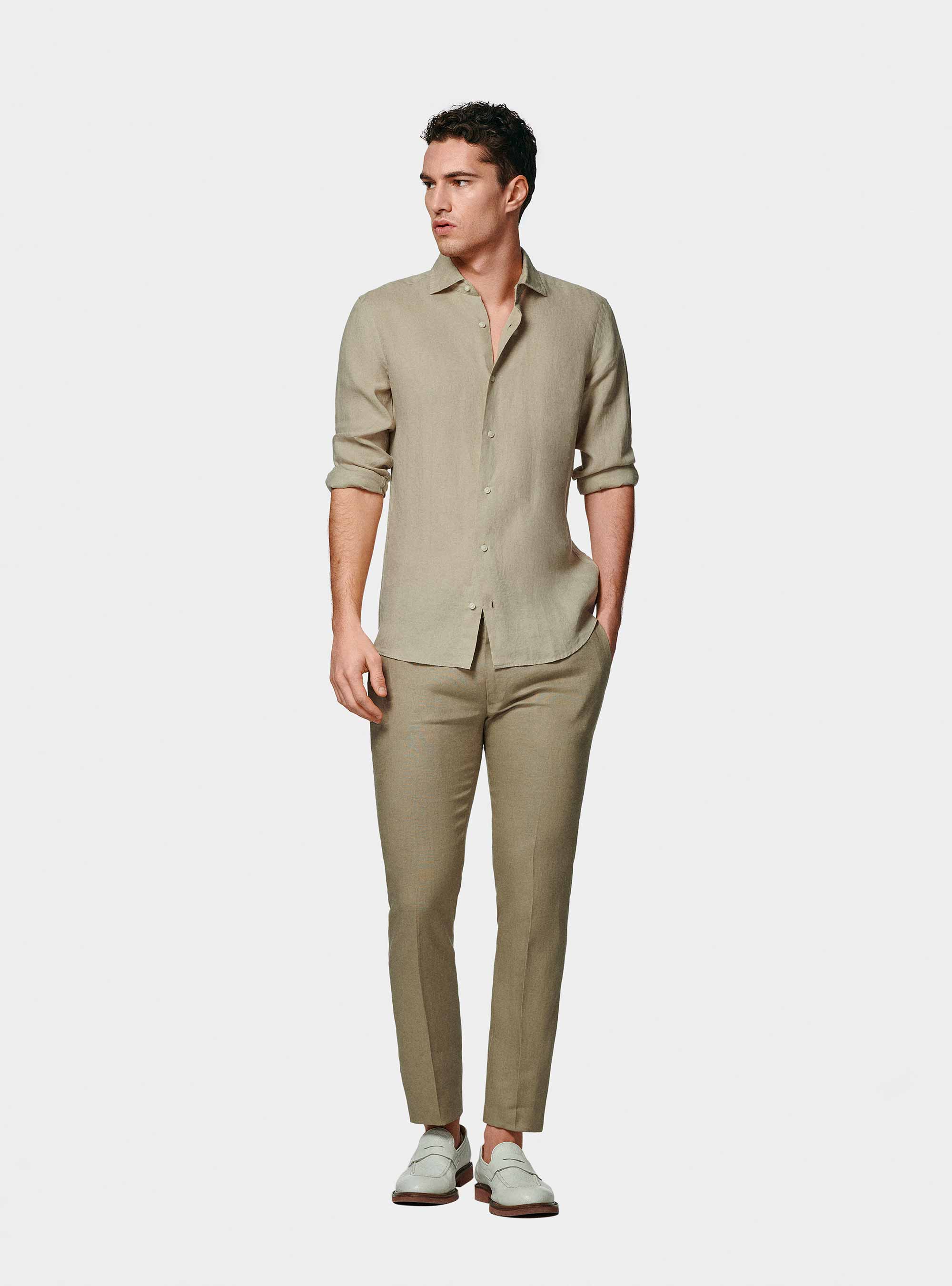 Camicia in puro lino, SABBIA