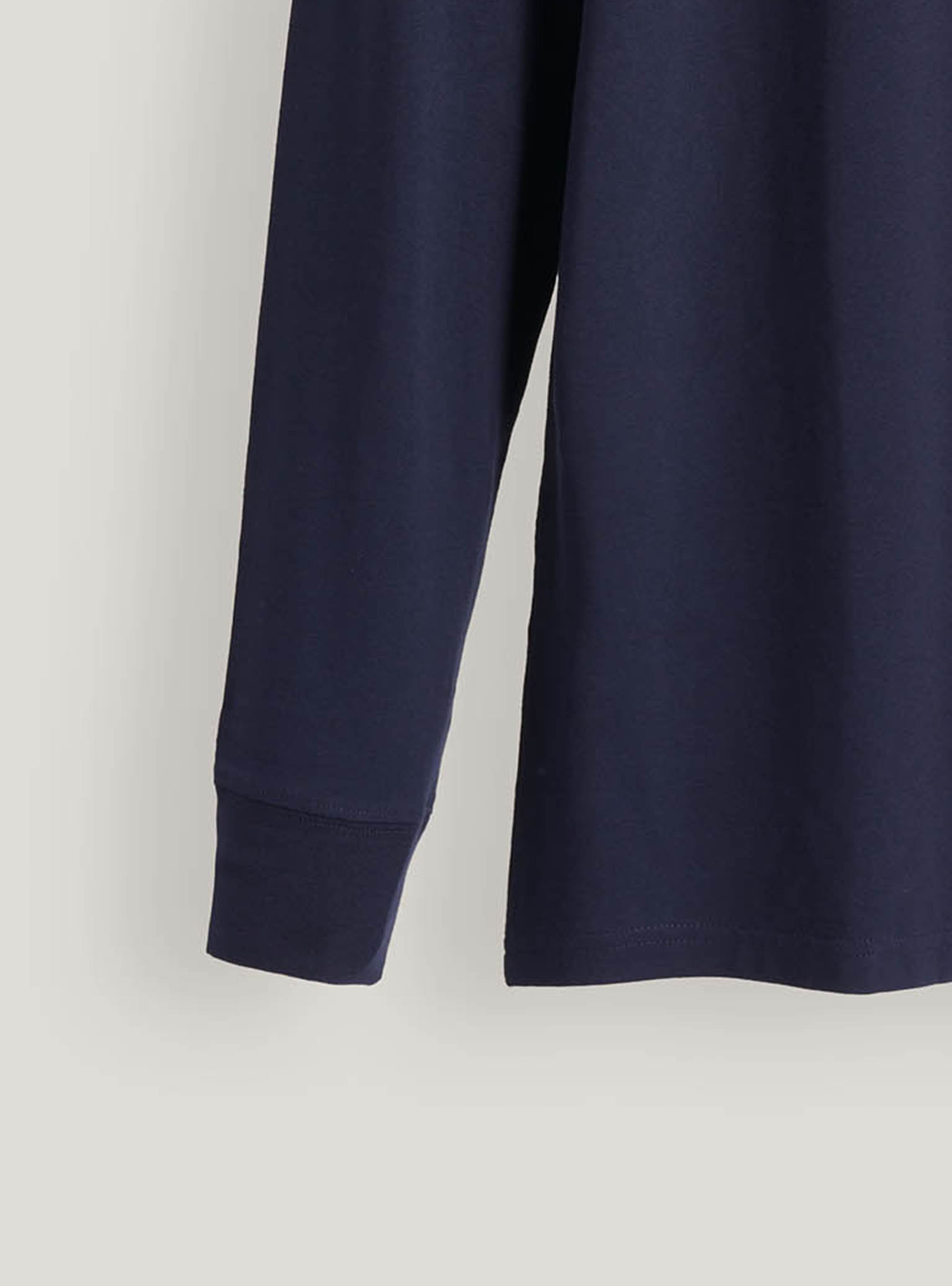 Tshirt manica lunga in cotone stretch, BLU NAVY