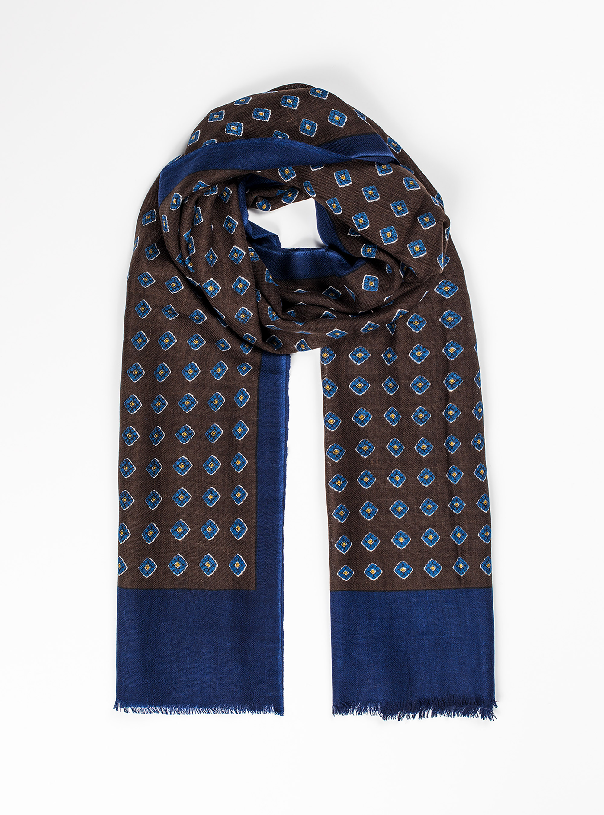 Sciarpa stampata 100% lana, BROWN
