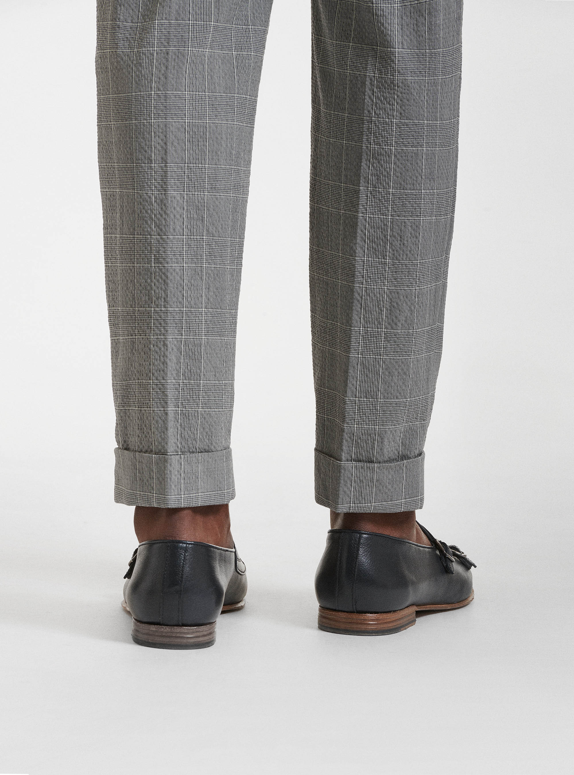 Pantaloni per abito in lana stretch seersucker superfine 100's Zignone, GRIGIO CHIARO MELANGE