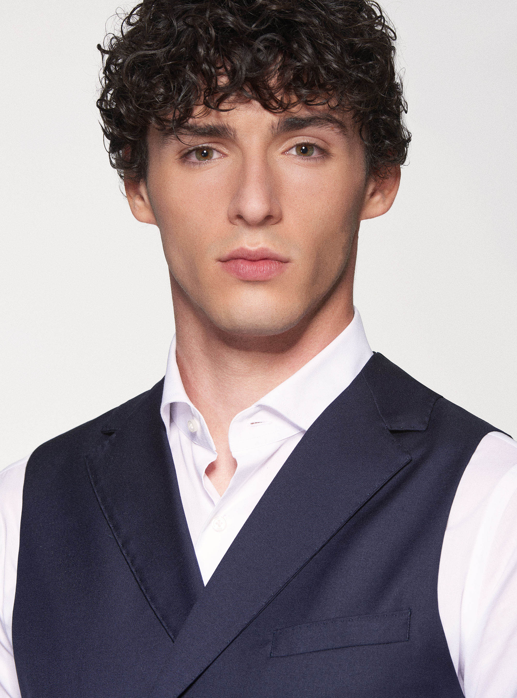 Gilet doppiopetto in pura lana superfine 110's Vitale Barberis Canonico, BLU NAVY