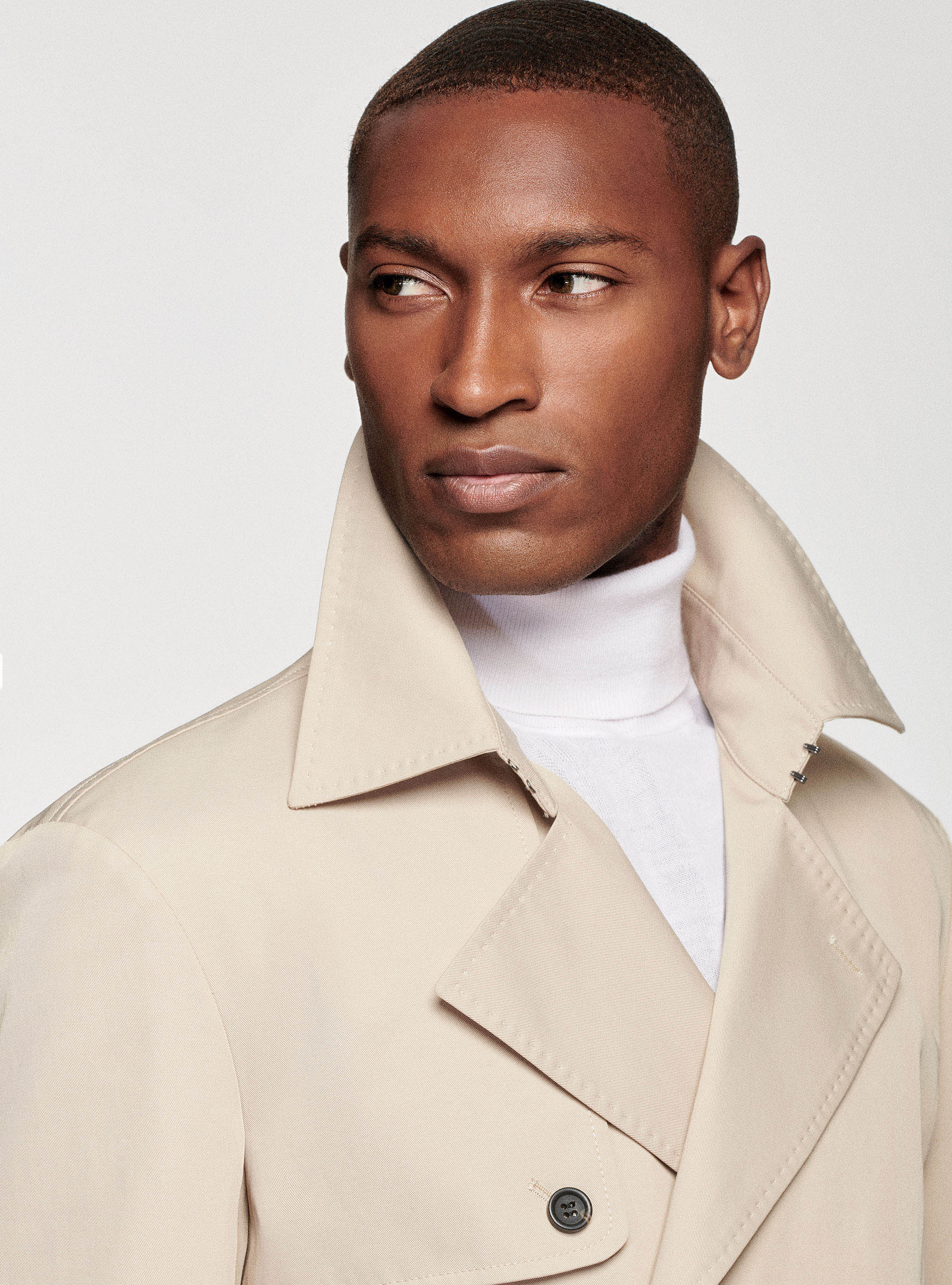 Trench-coat en sergé à double boutonnage, SABLE