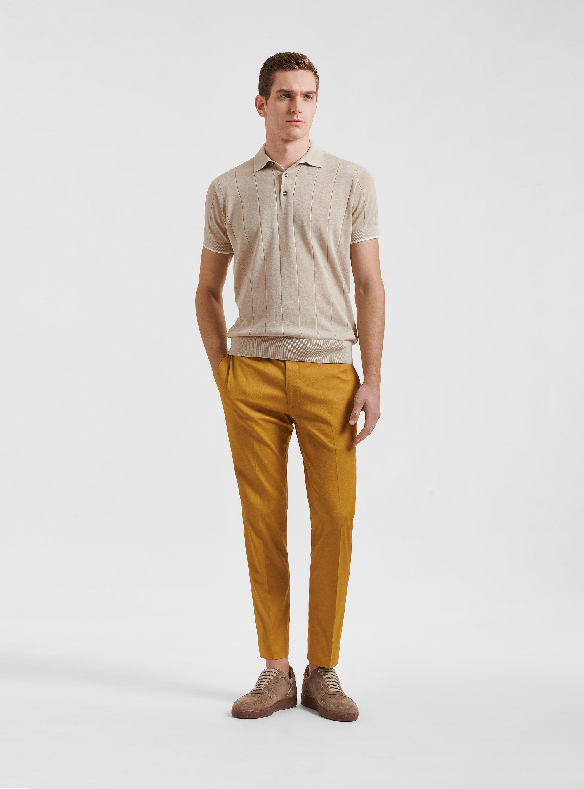 Polo en pur coton avec c&ocirc;tes plates, &Atilde; CRU