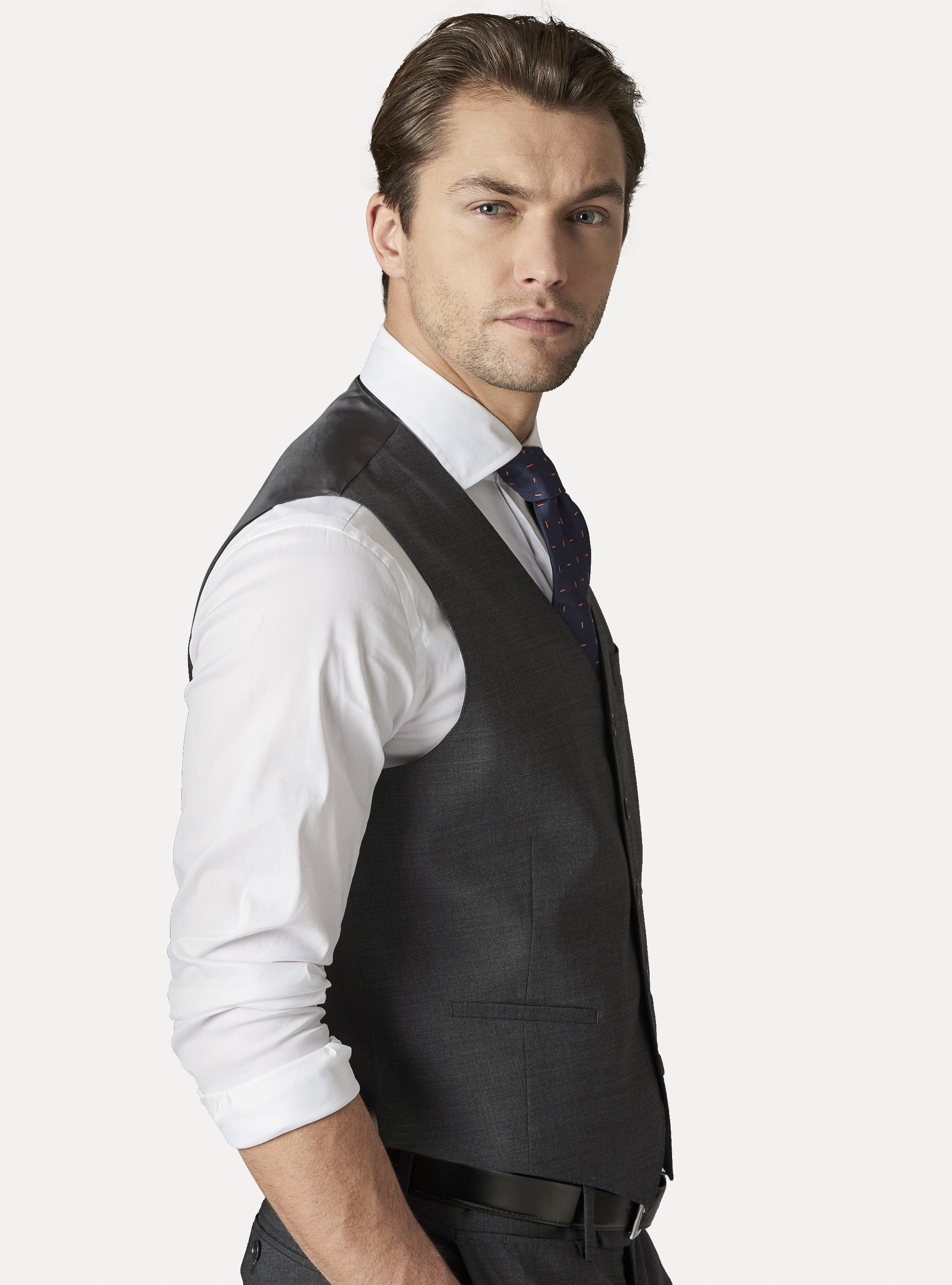 Anzugweste aus extrafeiner Wolle, ASFALTO 0112C