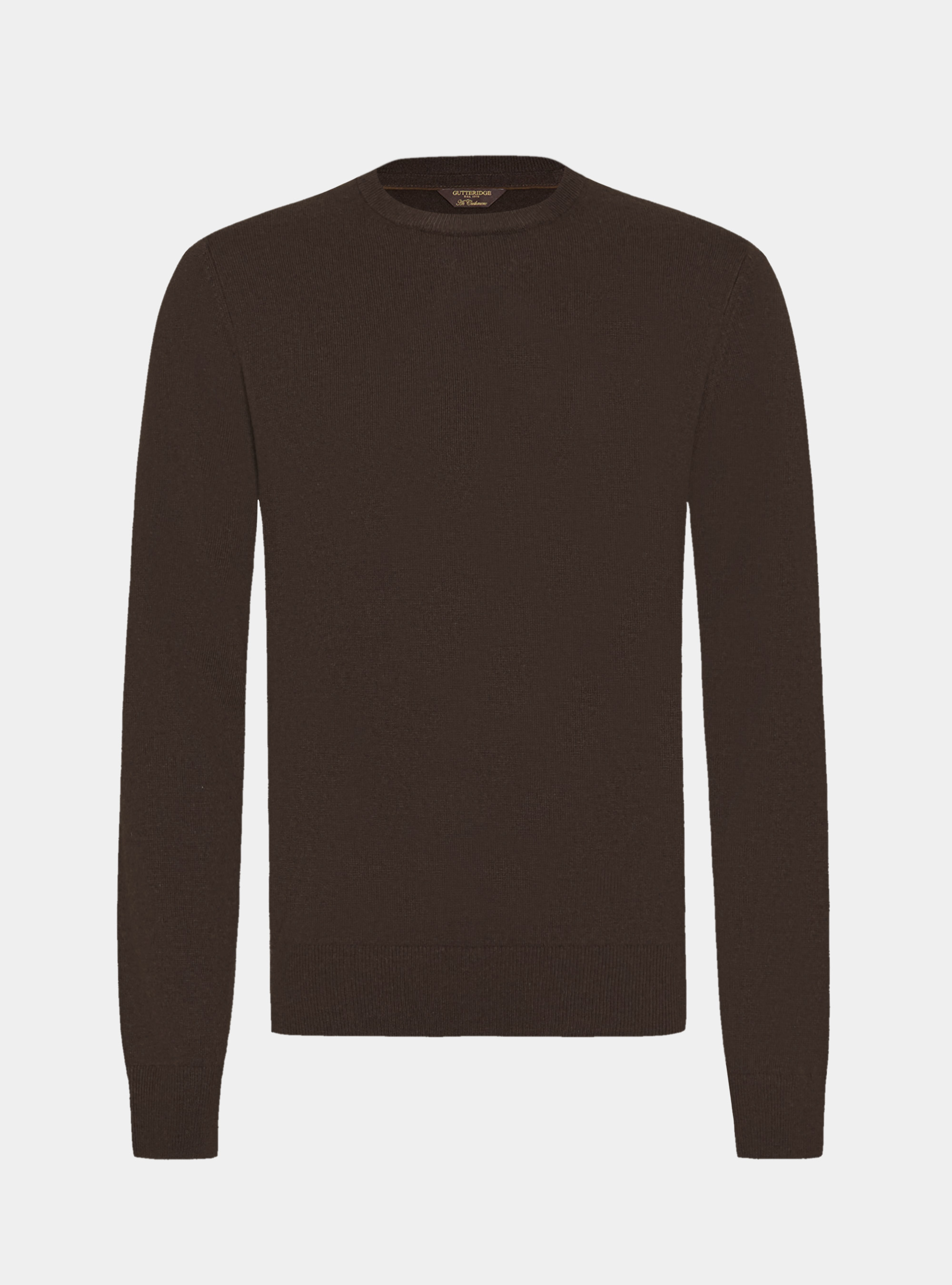 Lambswool and cashmere crewneck sweater, BROWN