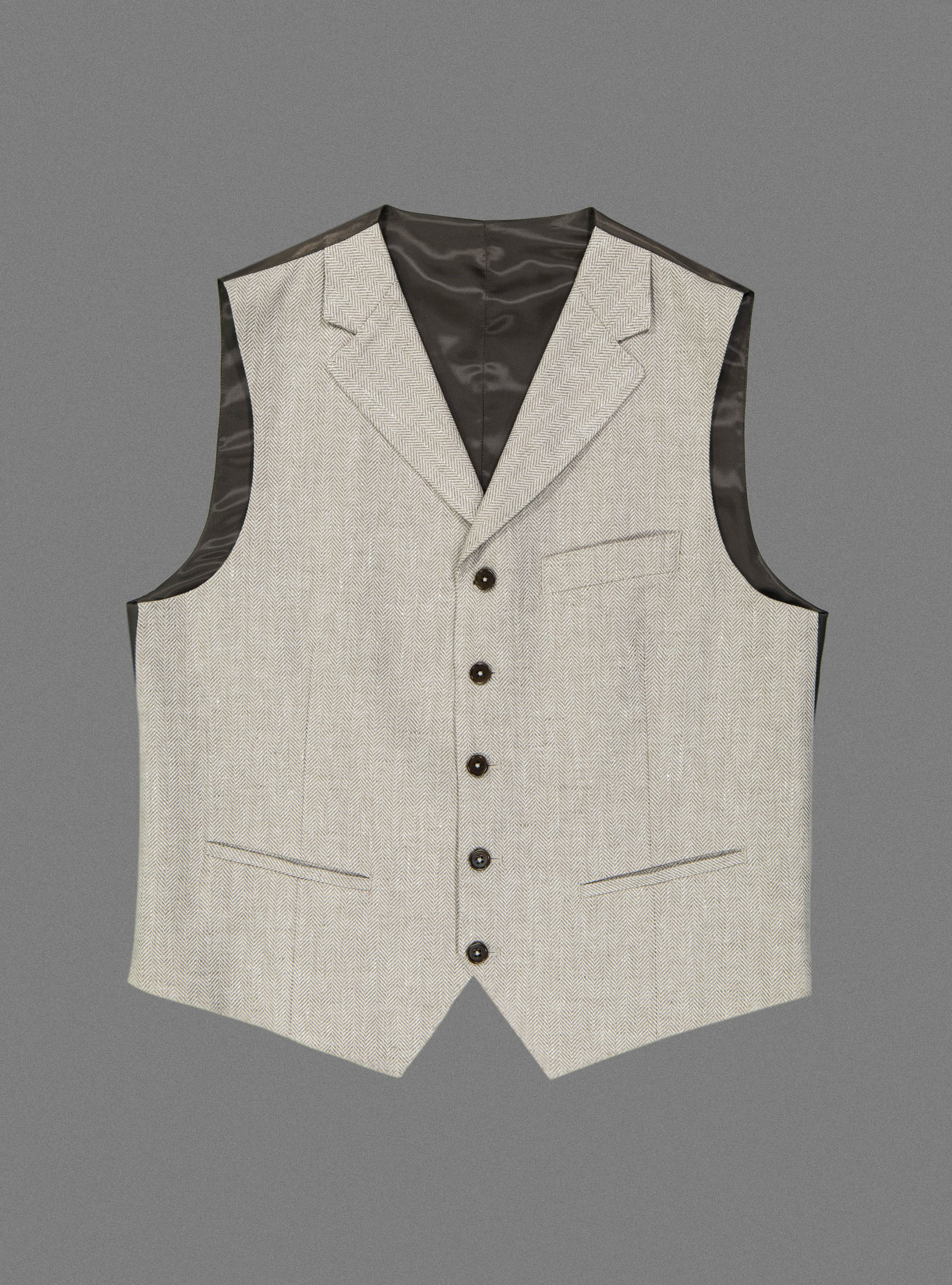 Blend linen with revers vest