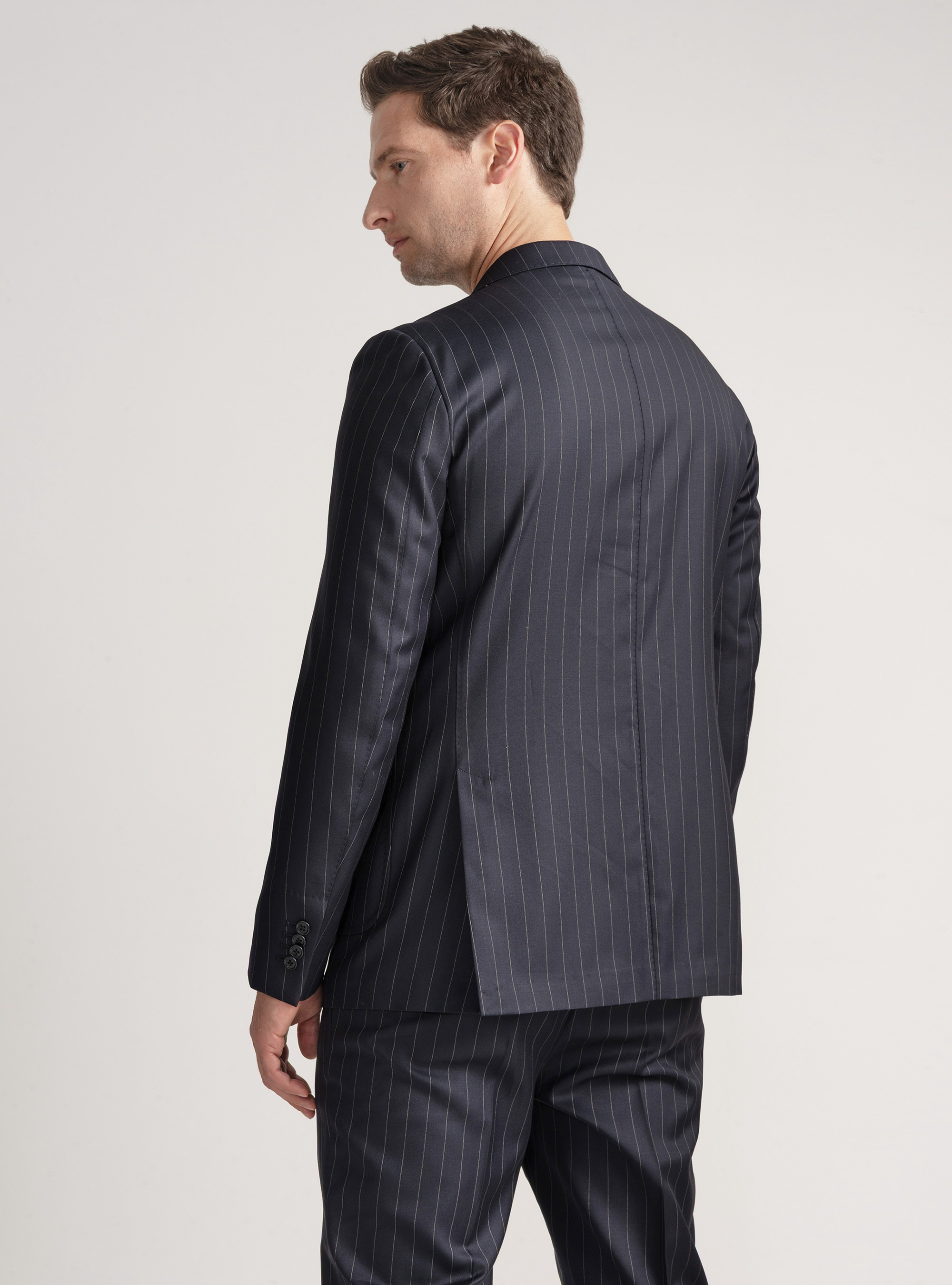 Americana de traje a rayas de pura lana Vitale Barberis Canonico, AZUL MARINO