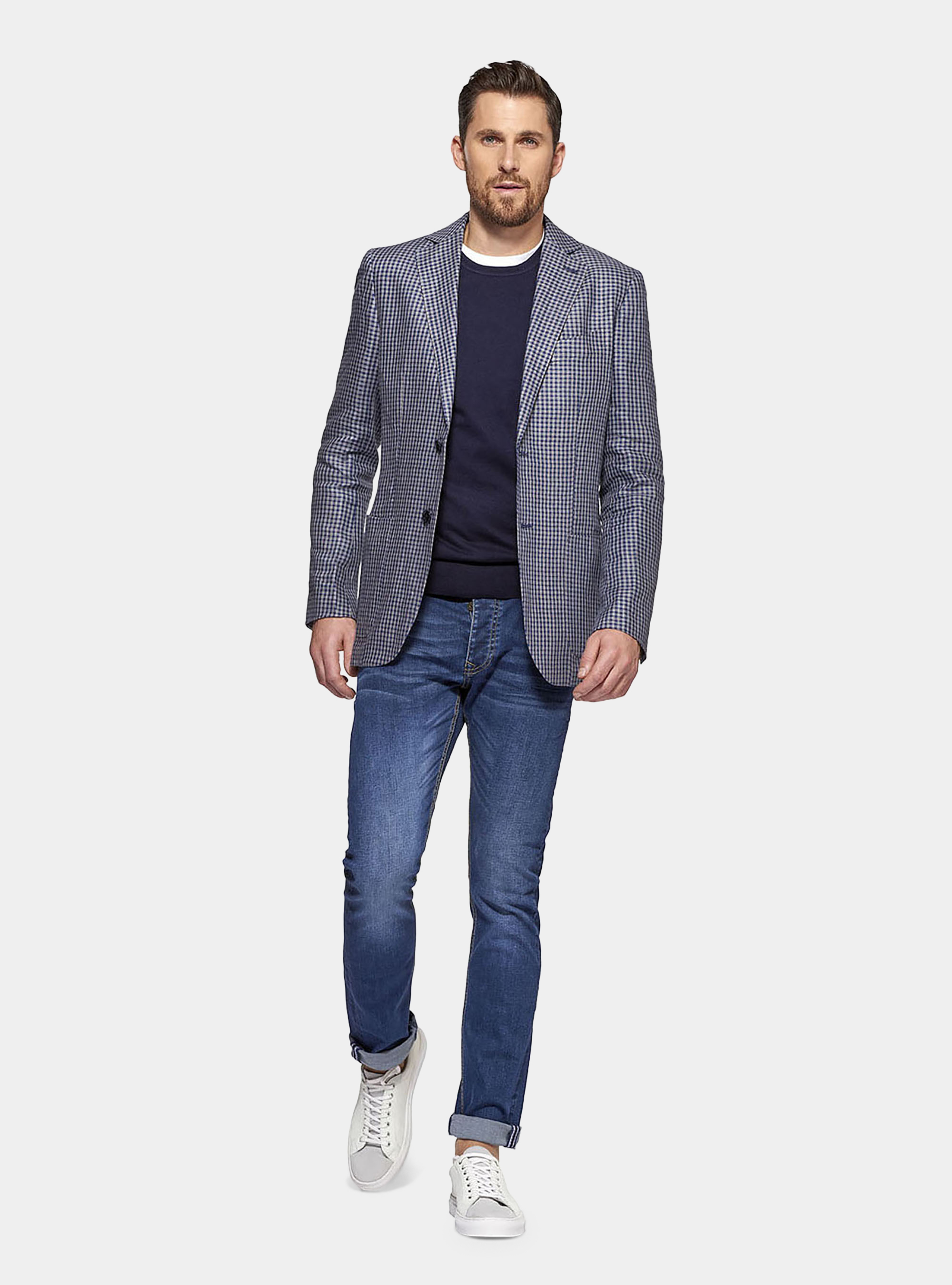 Giacca 100% cotone a quadri, BLU