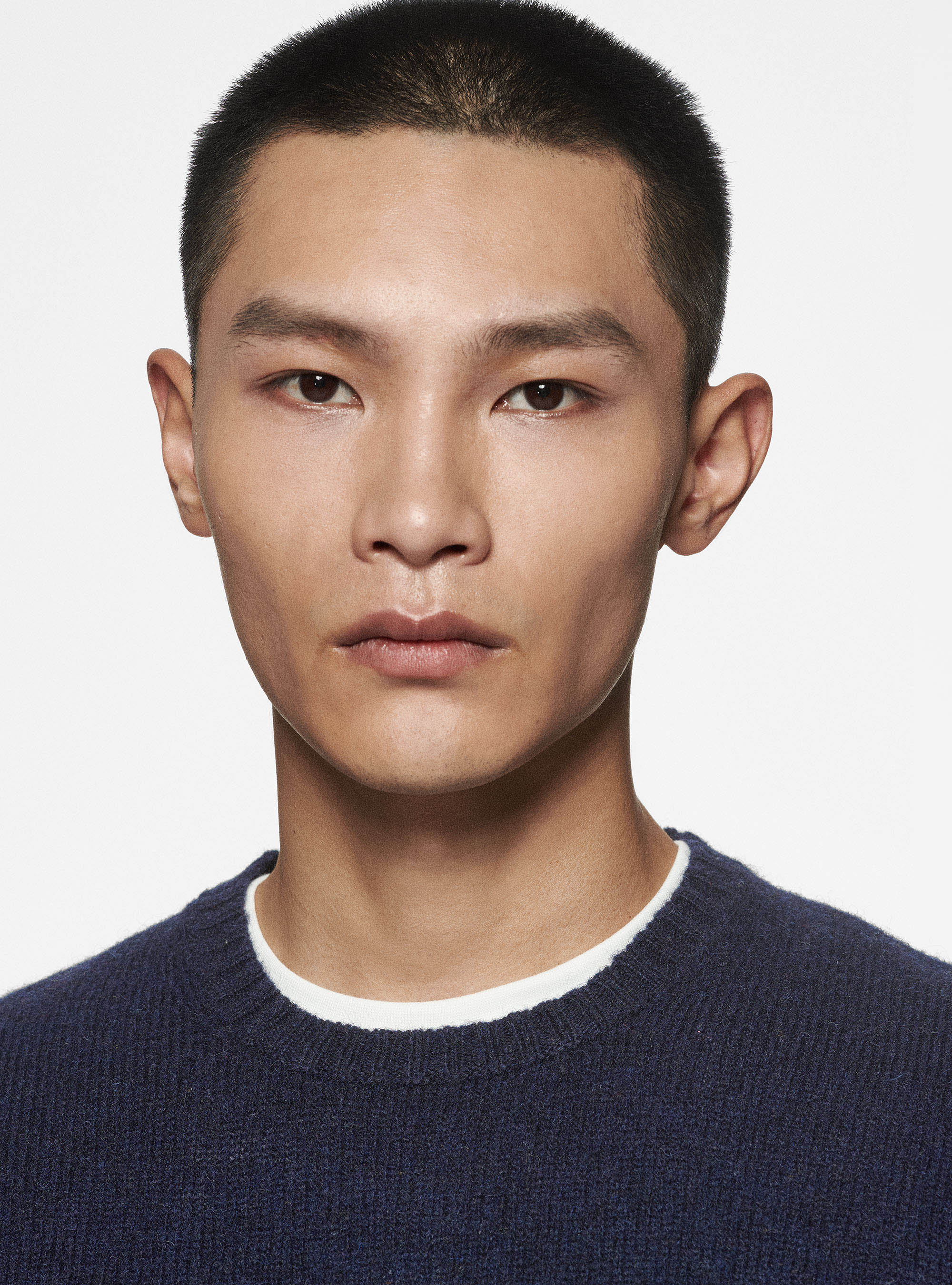 Maglia girocollo in lana shetland, BLU NAVY