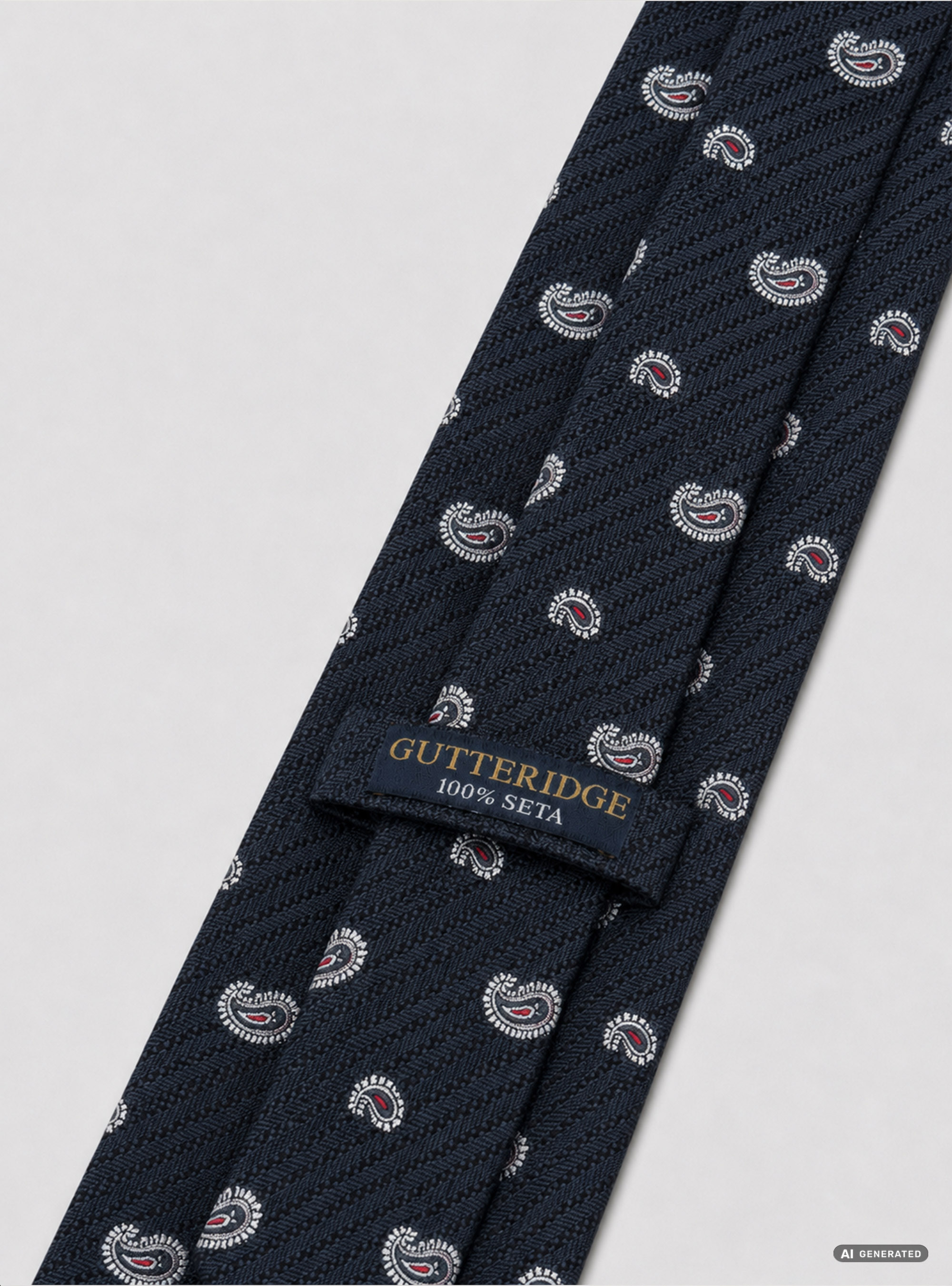 Jacquard silk paisley tie, NAVY BLUE