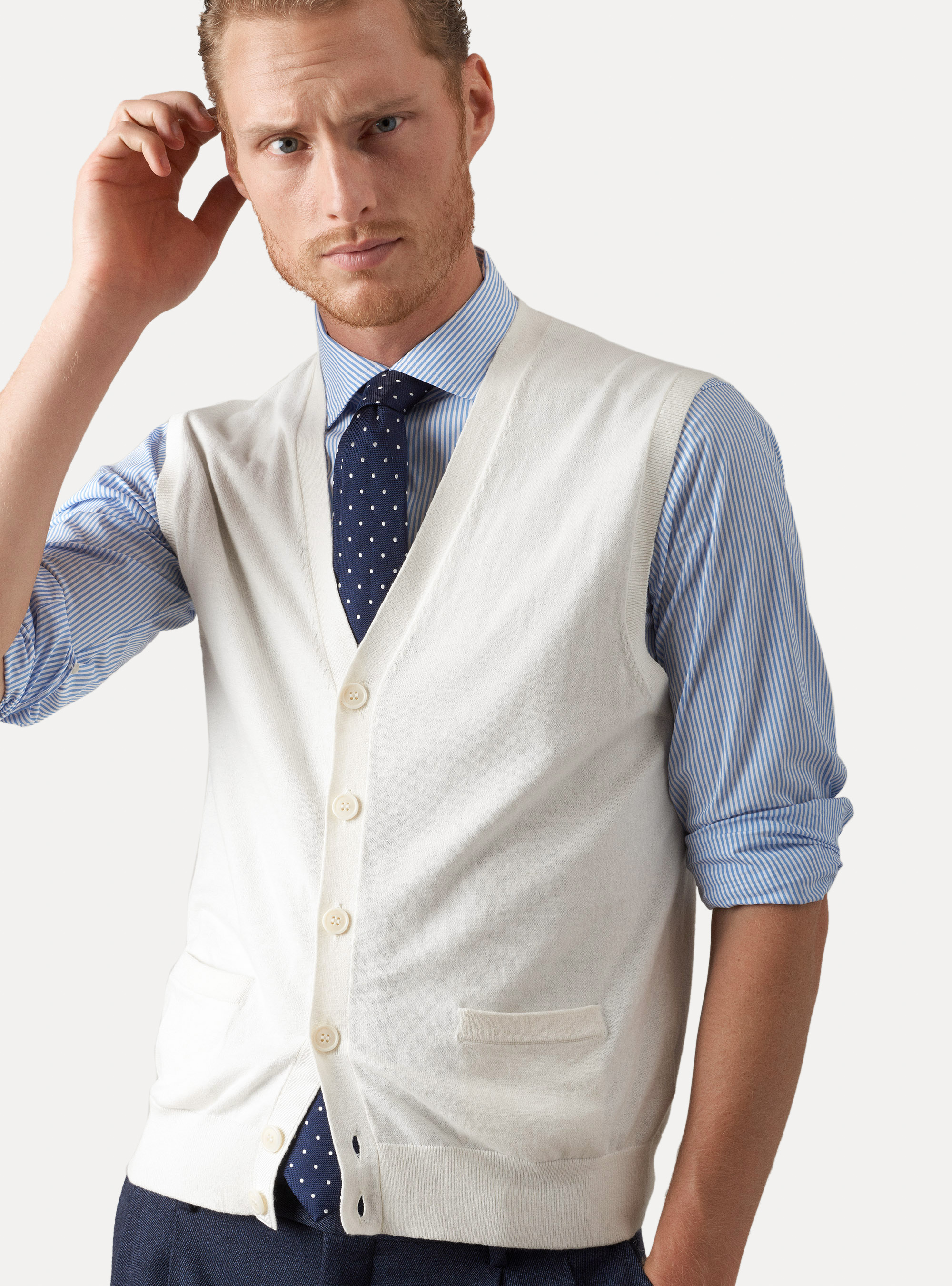 Gilet in maglia in cotone seta e cashmere