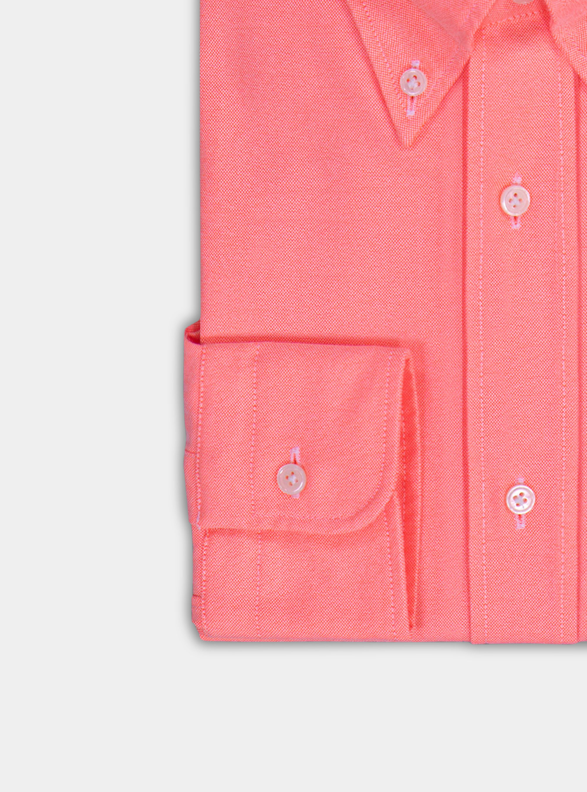 Camicia collo button down fluo con taschino, ROSSO 0338C