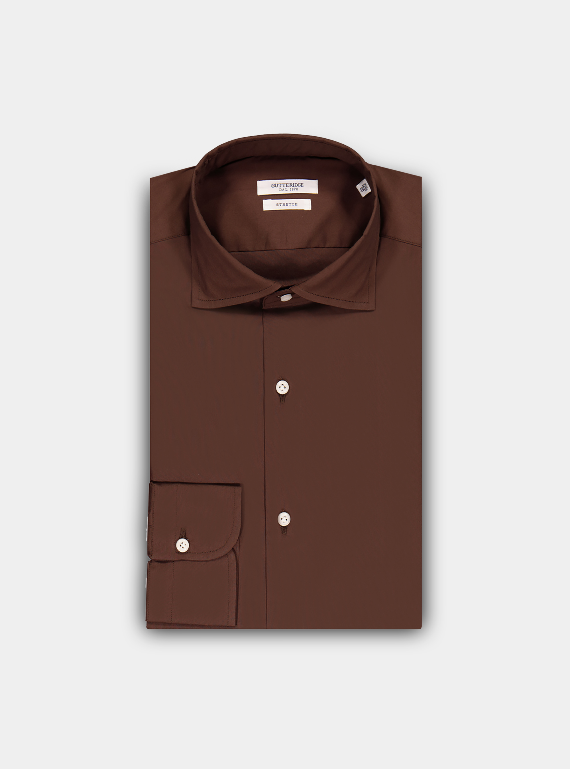 Stretch cotton shirt, MARRONE 0507C