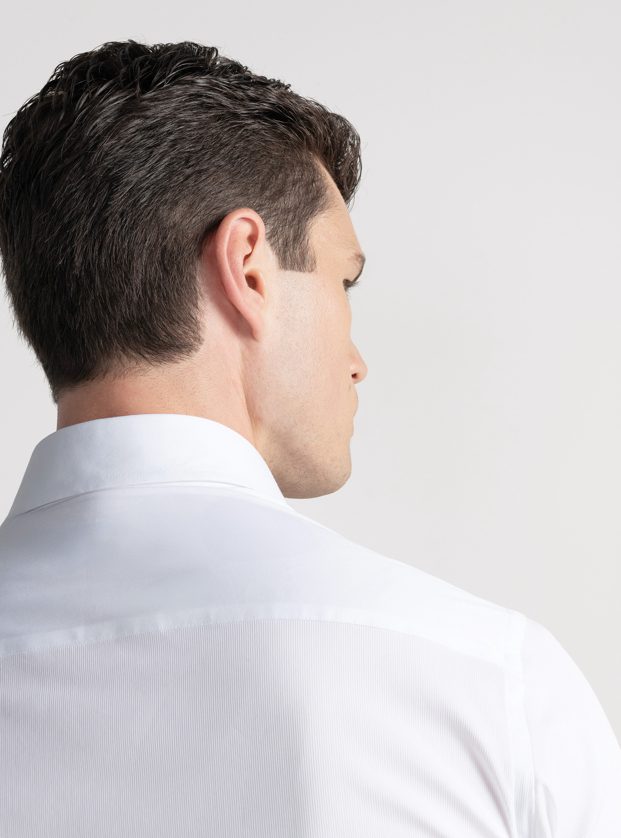 Cotton pique stretch shirt, WHITE