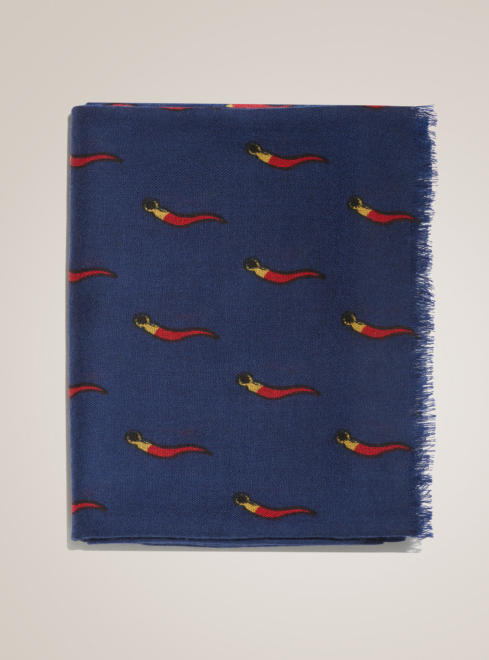 Sciarpa in 100% lana con stampa corno, BLU NAVY