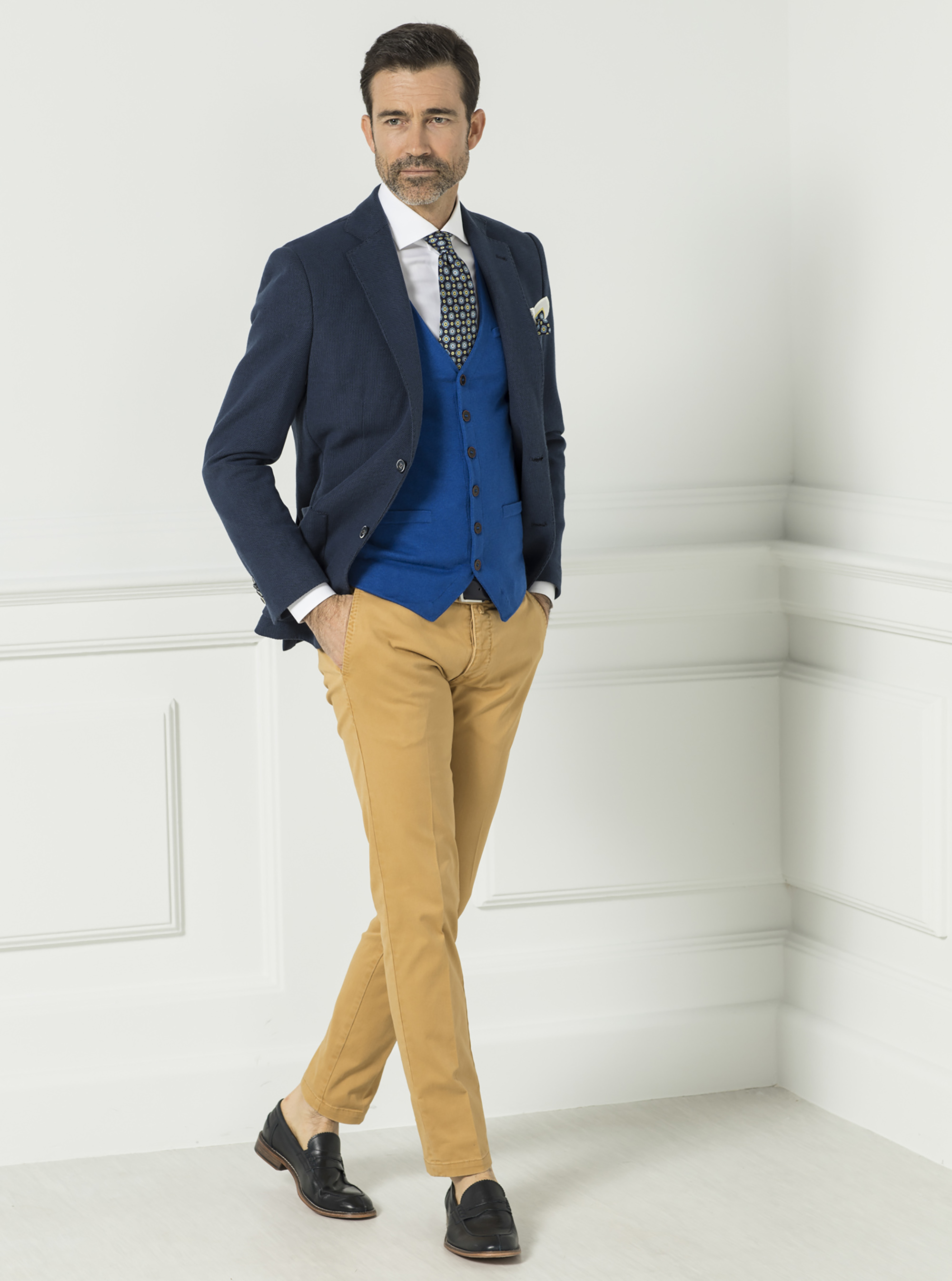 Cotton fil a fil French collar shirt, WHITE
