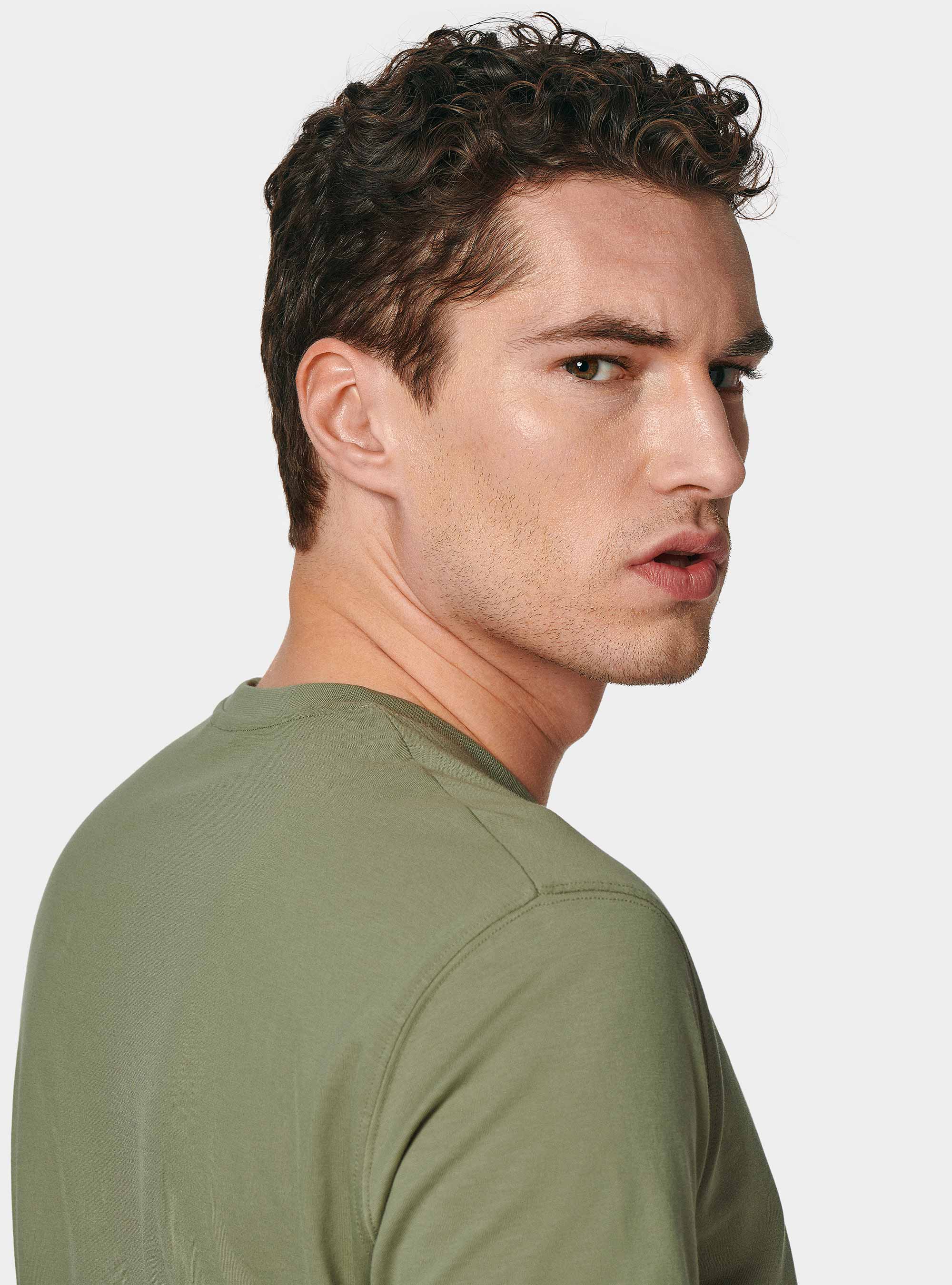 T-shirt mezza manica in cotone Supima, SALVIA 0602C