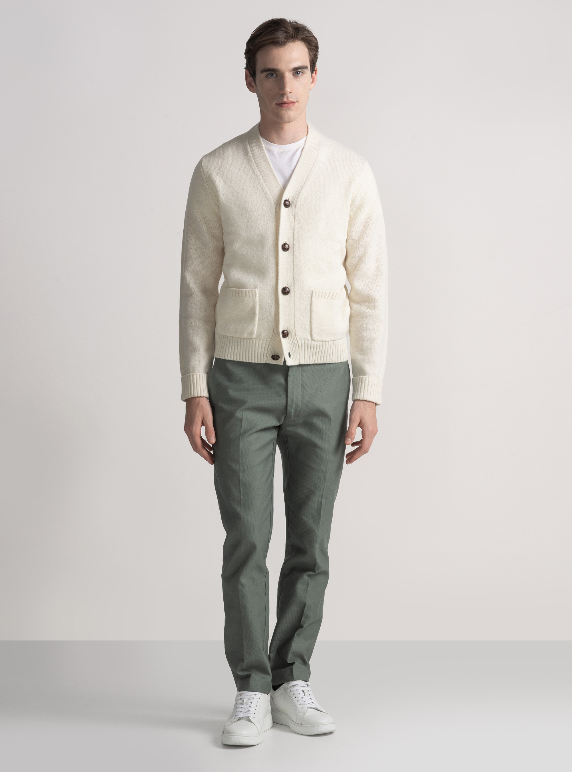 Chaqueta de punto de lana Shetland, BLANCO