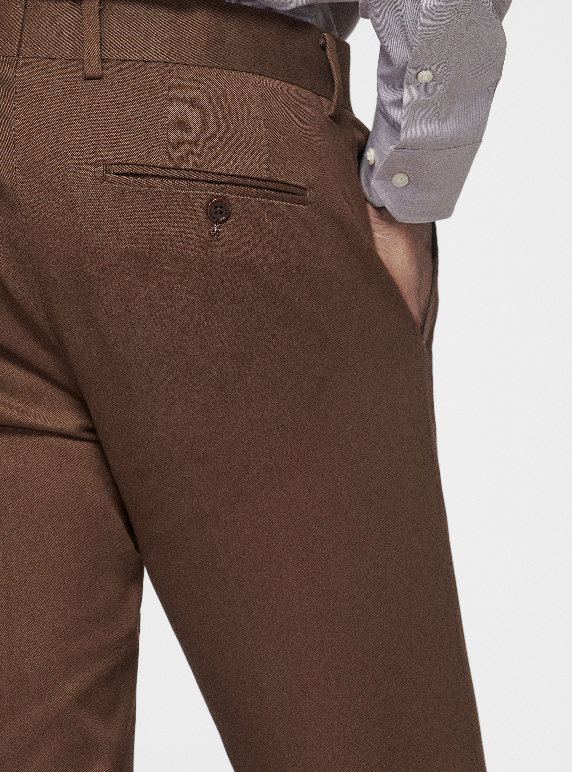 Pantaloni in cotone smerigliato, MARRONE
