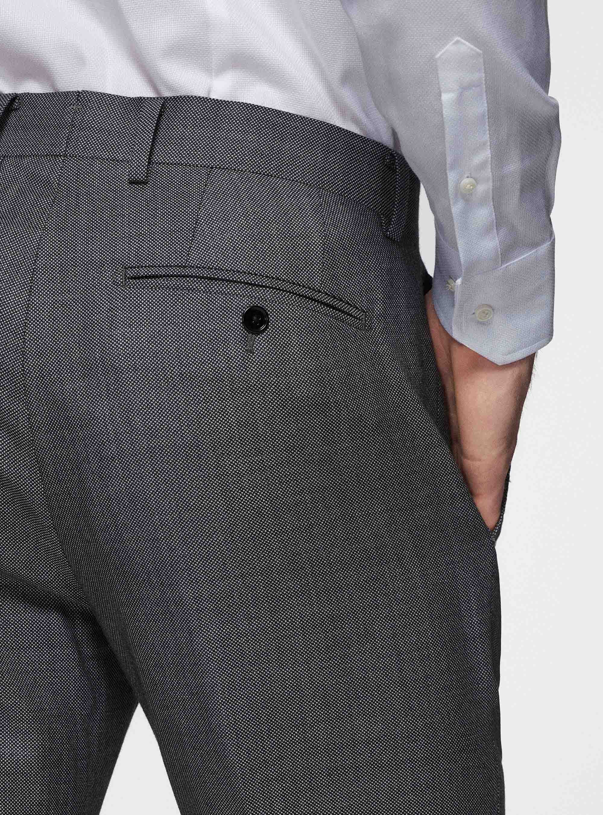Pantaloni in pura lana occhio di pernice, GRIGIO CHIARO