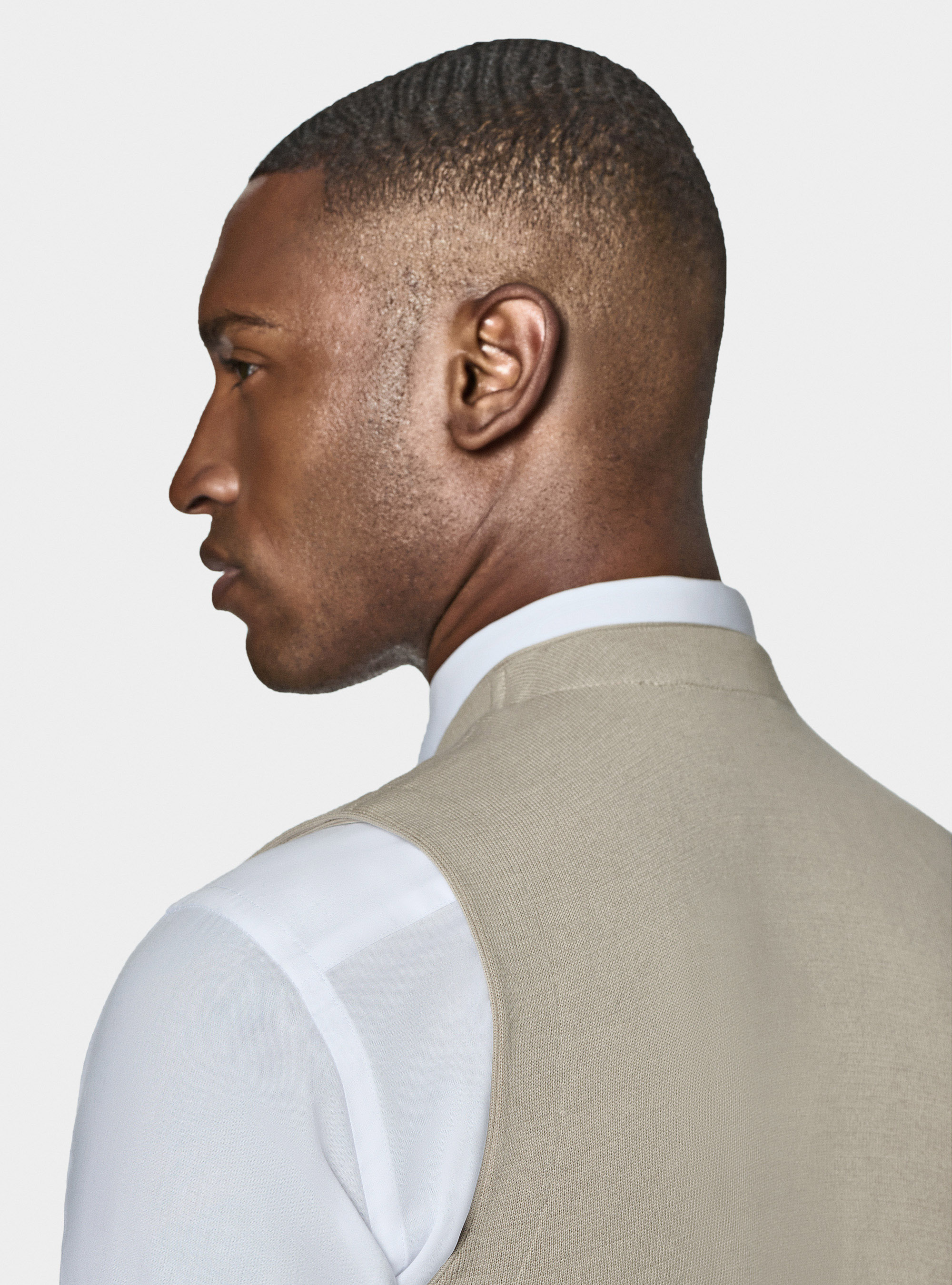 Gilet doppiopetto in maglia di cotone, SABBIA