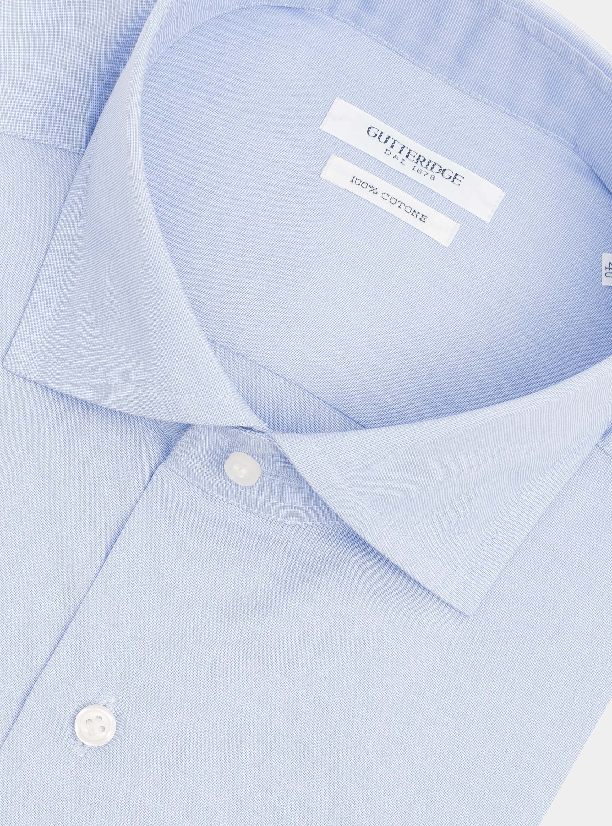 Cotton fil a fil shirt with semi French collar, LIGHT BLUE