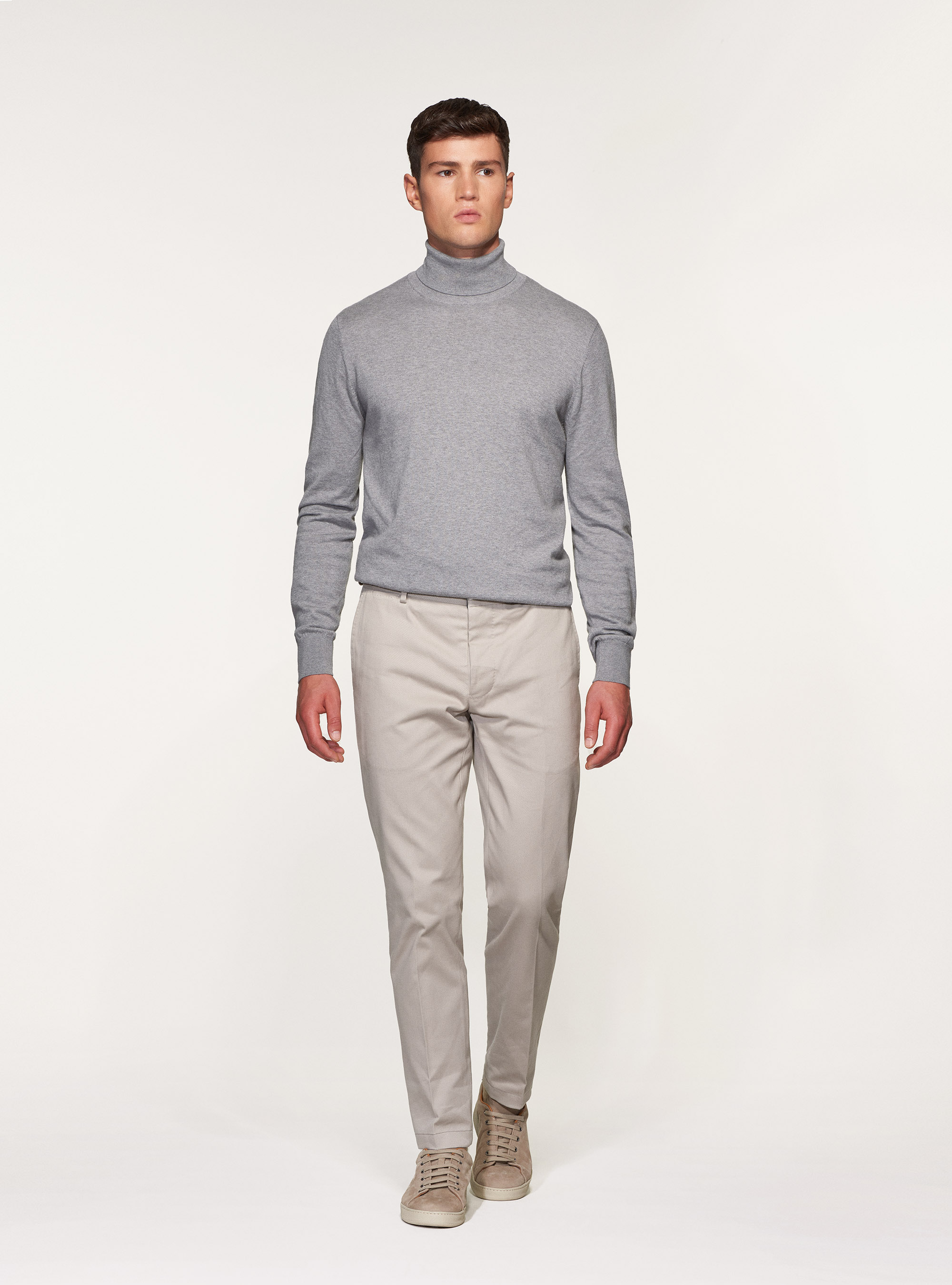 Pantaloni in twill di cotone smerigliato, ECRU