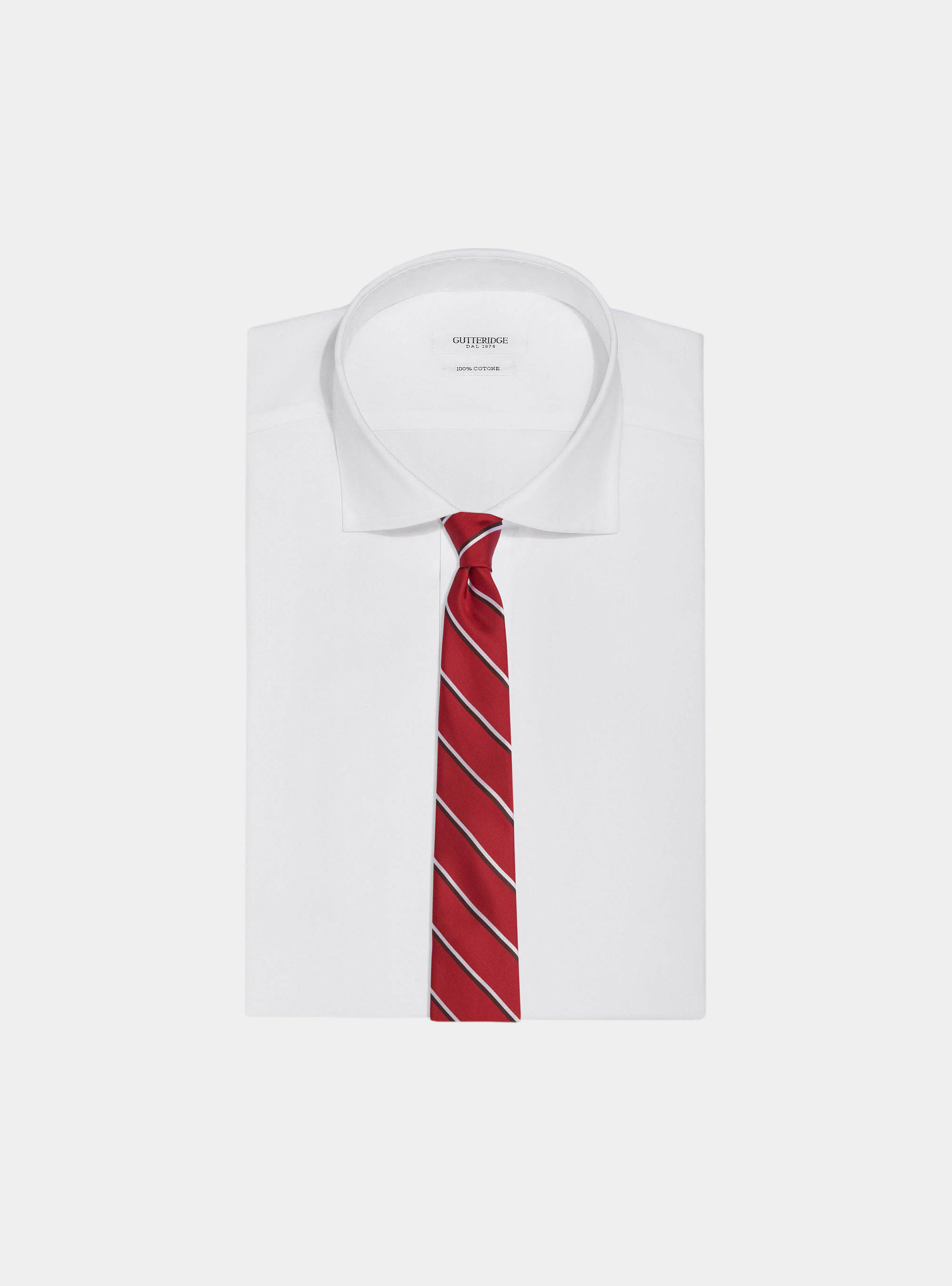 Cravatta a righe in seta, ROSSO 0300C