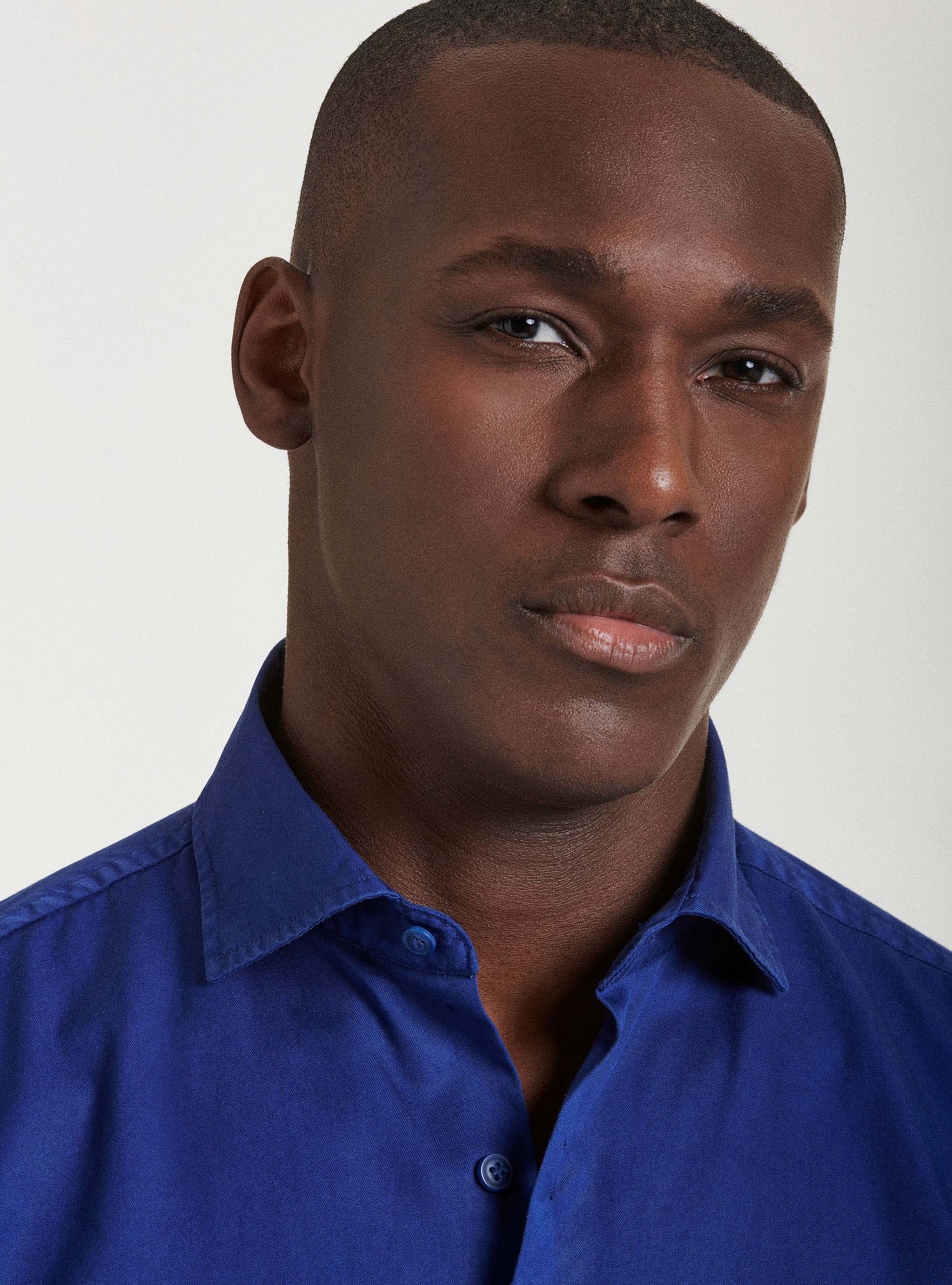 Camicia in cotone tinto in capo, BLU ROYAL