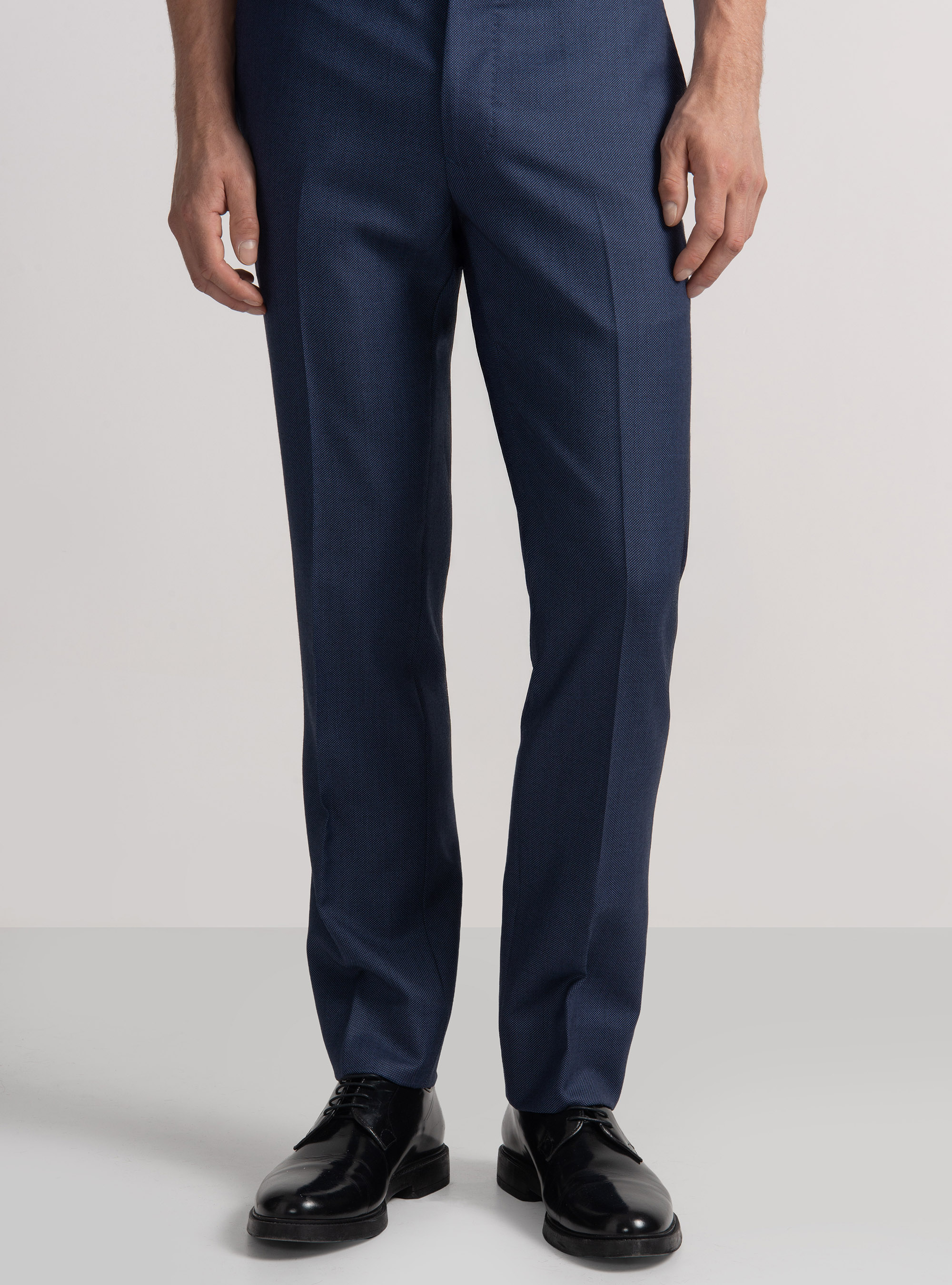Pantaloni per abito in lana occhio di pernice Vitale Barberis Canonico, INCHIOSTRO